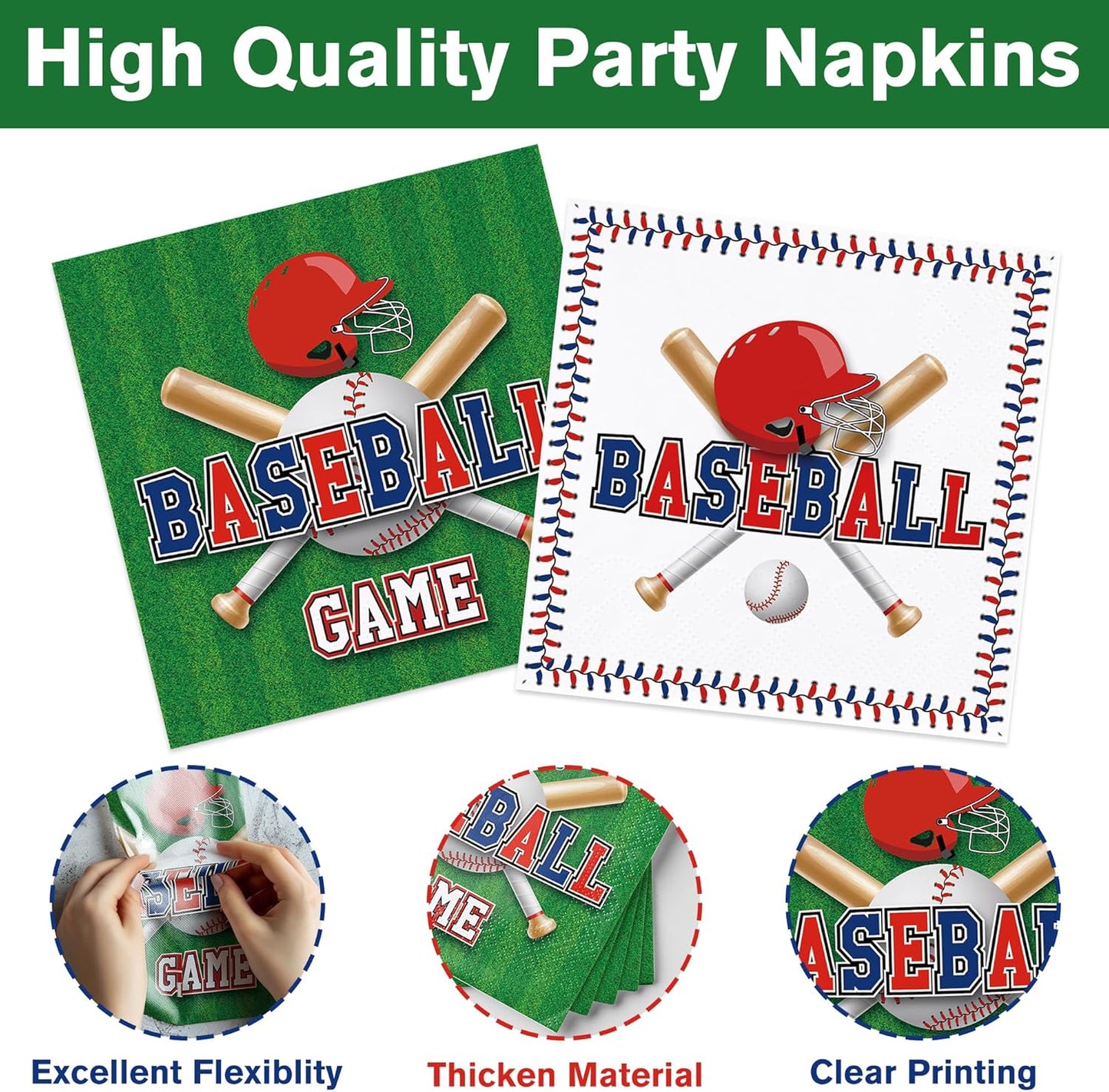129Pcs Baseball Birthday Party Supplies-Serves 20 Baseball Party Decorations With Plates Cups Knifves Forks And Napkins Tablecloth And Banner For Baseball Sports Theme Birthday Decorations