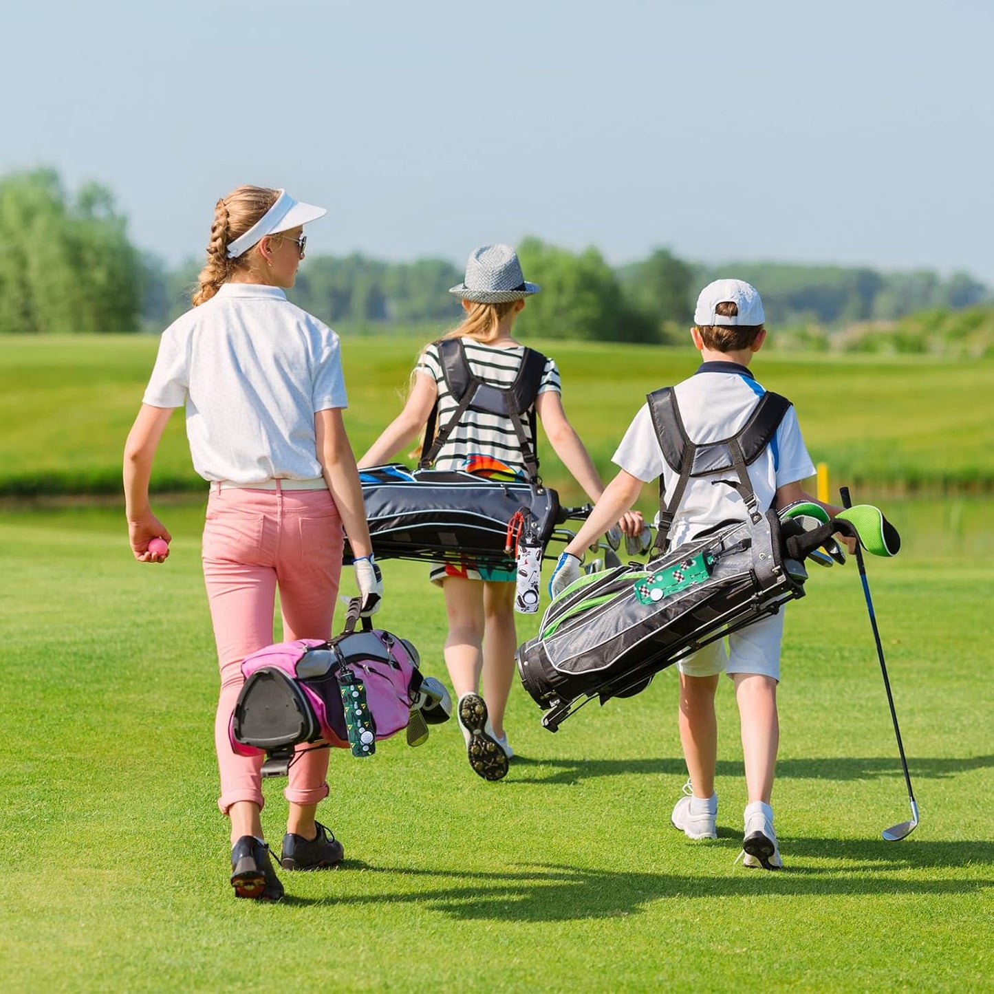 4 Pieces Golf Tee Holder Golf Ball Carry Bag Pouch Ball Holder Keychain Belt Clip Gifts Accessories