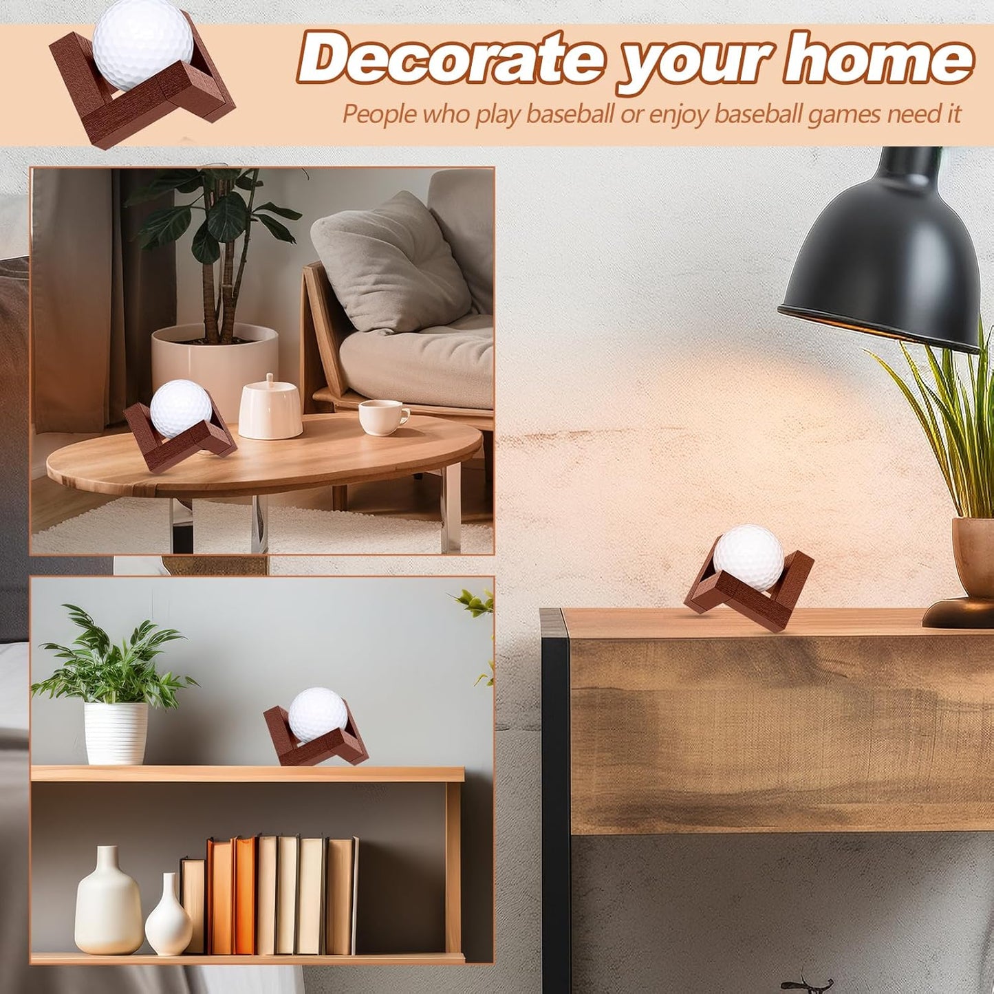 3 Pack golf ball display stand 1.97 Inch Wooden Golfball Display Case Baseball Rack Holder for Souvenir Collections Tabletop Decor Men Golf Enthusiasts(Walnut Color)