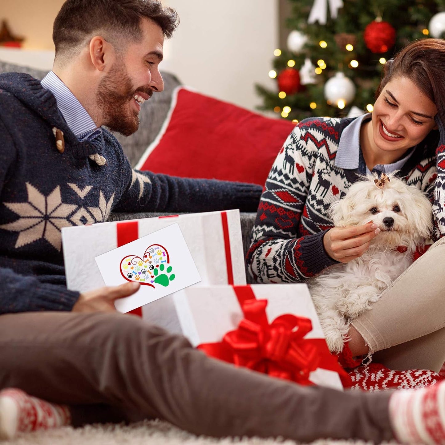 Zonon 48 Pcs Paw Printed Note Cards Set 24 Thank You Note Cards Heart Paw Print Blank Greeting with 24 White Envelopes Animal Lovers Pet Shop Birthday Party(Colorful)