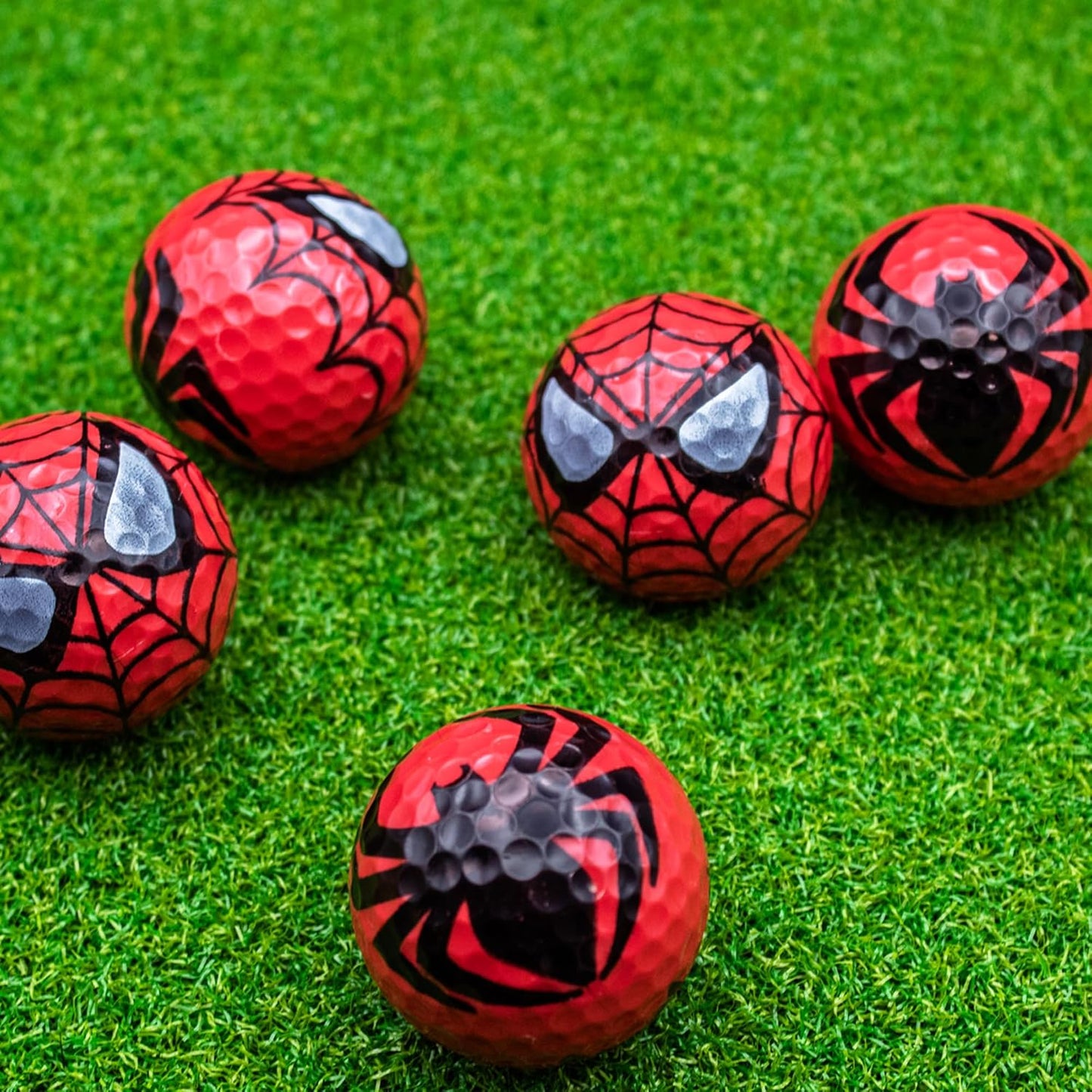 Spider Face Golf Balls – 12 Pack Red – Unique Golf Gift for Men, Dad, Grandpa – High-Performance 2-Piece