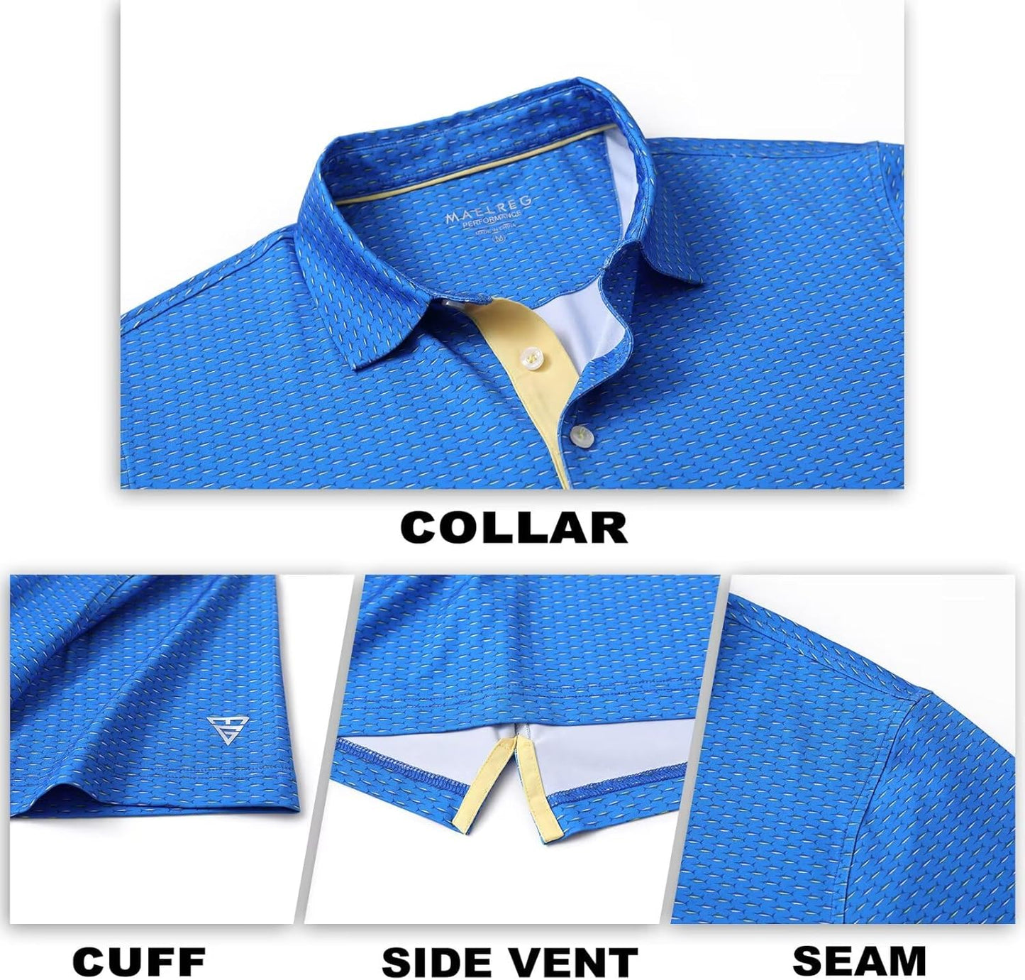 M MAELREG Mens Golf Shirt Short Sleeve Dry Fit Print Moisture Wicking Performance Patterns Collared Polo Shirt