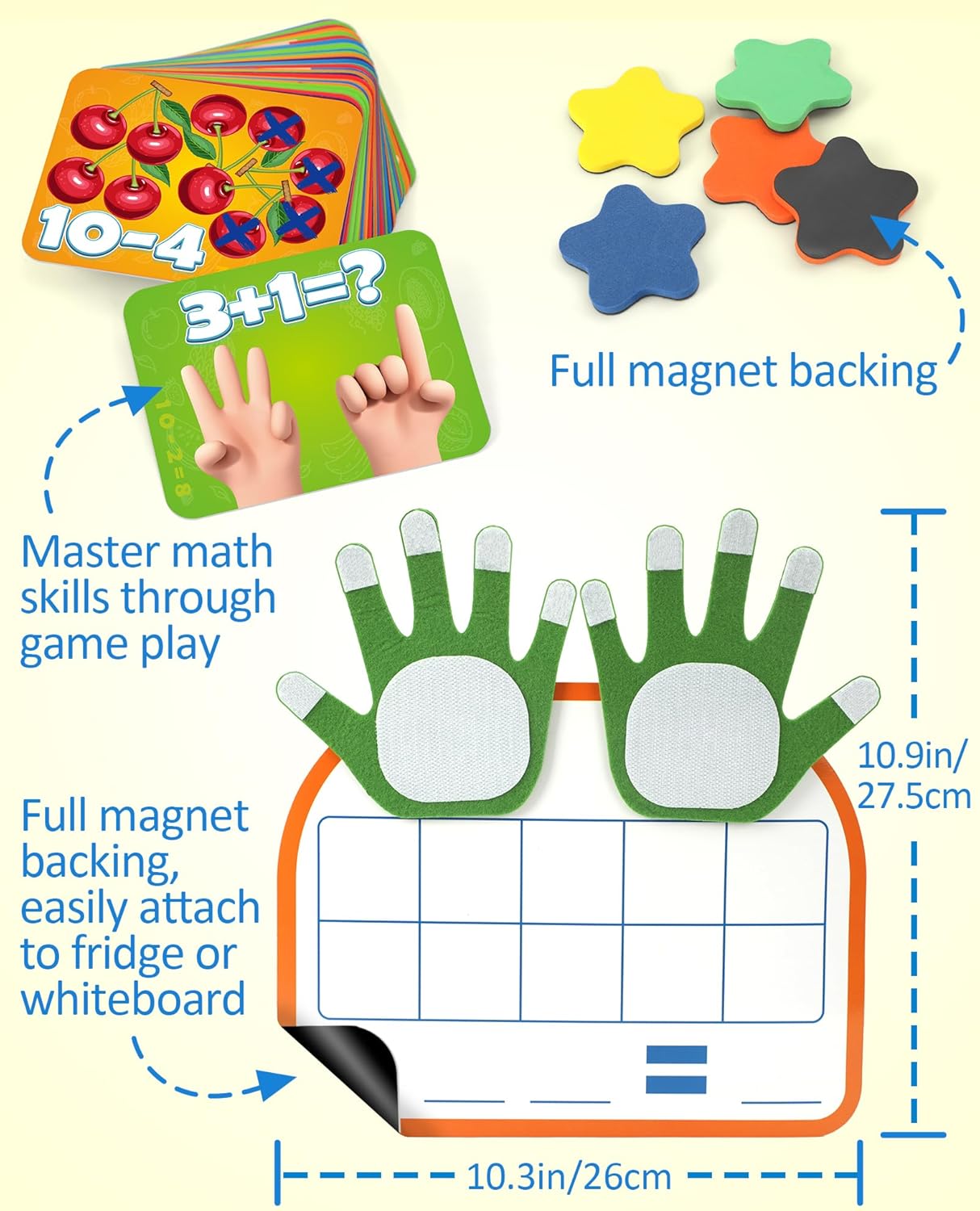 Coogam Montessori Math Manipulatives Number Counting Block, Magnetic Ten Frame Addition Subtraction Practice with Dry Erase Board, Educational Learning Toy Gift for 1st 2nd & 3rd Grade