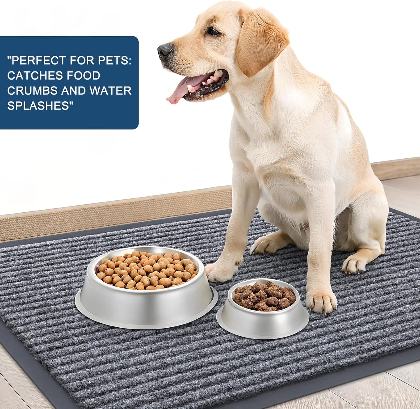 OLANLY Front Door Mat Indoor Outdoor Entrance, Waterproof Heavy Duty Doormat, Fade Resistant, Low Profile, Easy Clean Patio Porch Welcome Floor Mats for Entry, 59x23, Light Gray