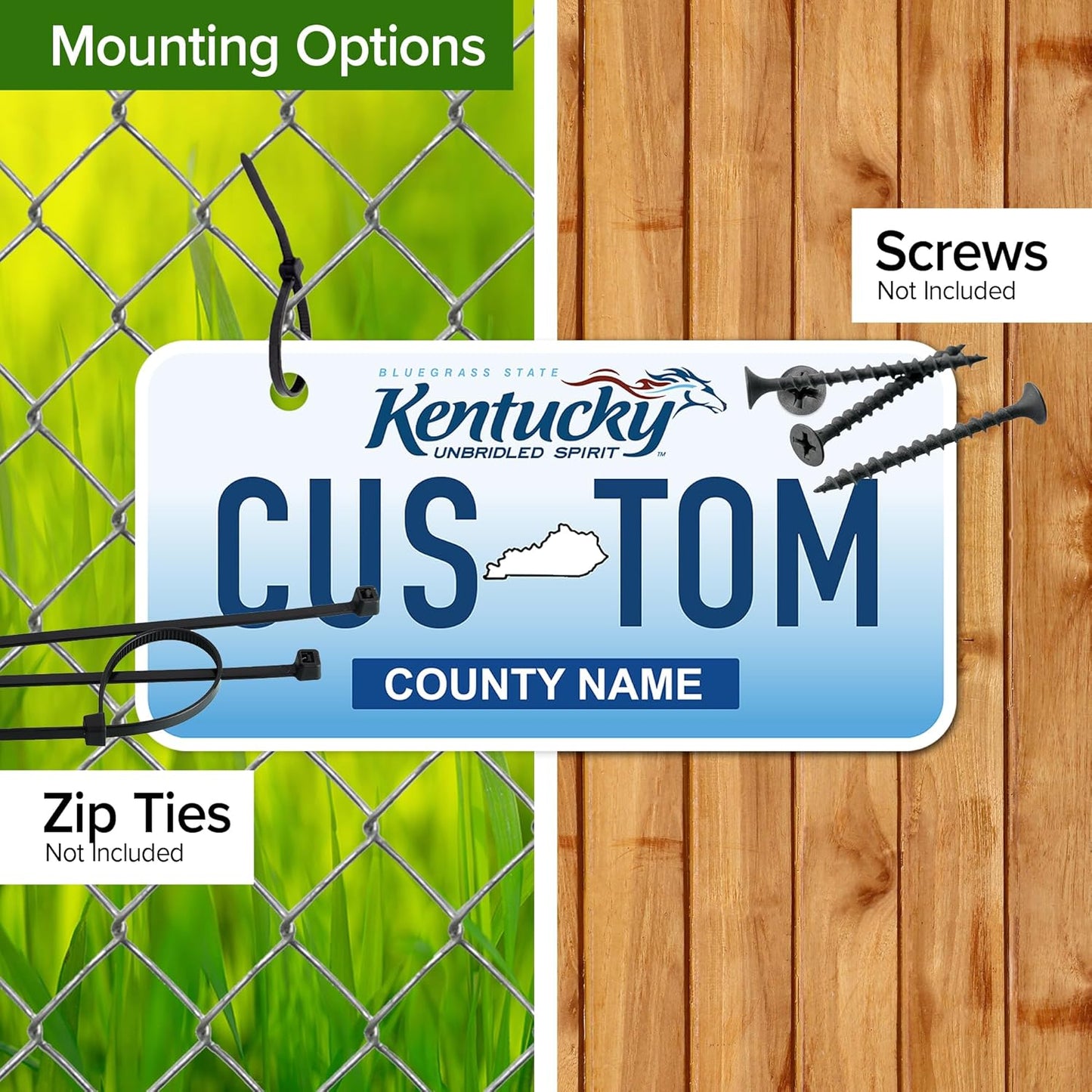 Mini License Plates, Personalized License Plates, Custom for Car, Bikes, ATV, Kids Car, Golf Cart, Jeep, 2x4 Inch, Rust-Free Fade Resistant Aluminum, USA Made by My Sign Center (Kentucky)