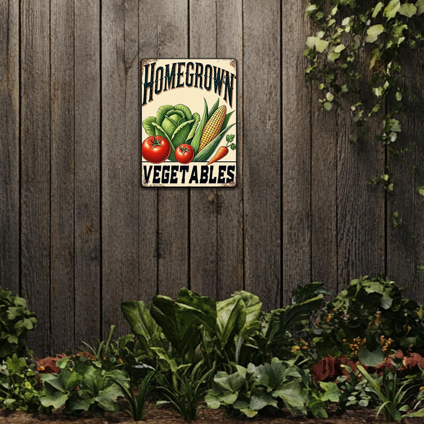 Vegetable Tomato Corn Poster Vegetable Metal Tin Sign Homegrown Vegetables Bar Pub Sign Poster Home Decor Garage Bar Restaurant Kitchen Cafe 12x16 Inch Wall Art Decor