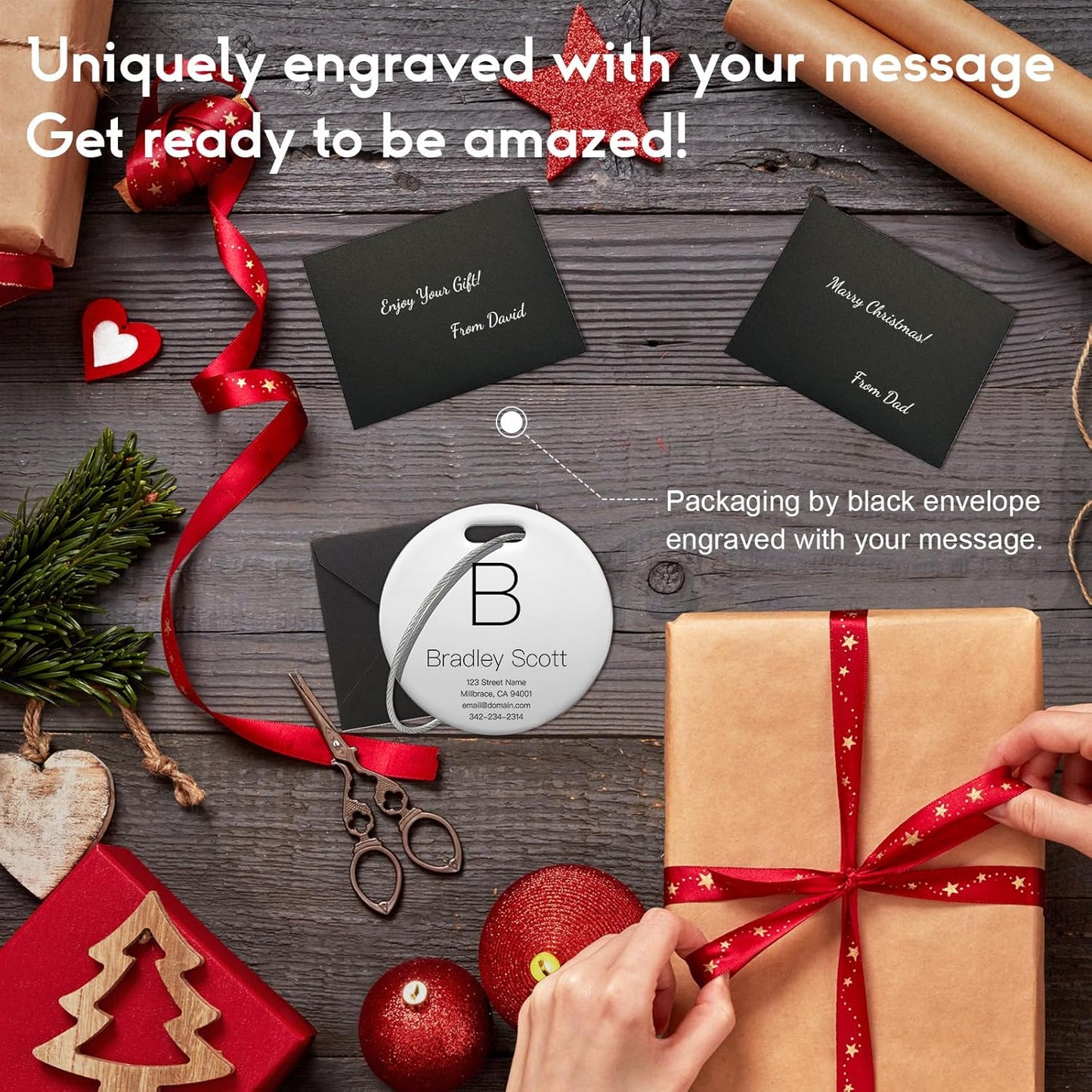 Customized Stainless Steel Luggage Tags: Personalize Your Suitcases, Backpacks, and Bags with Your Text (Silver)