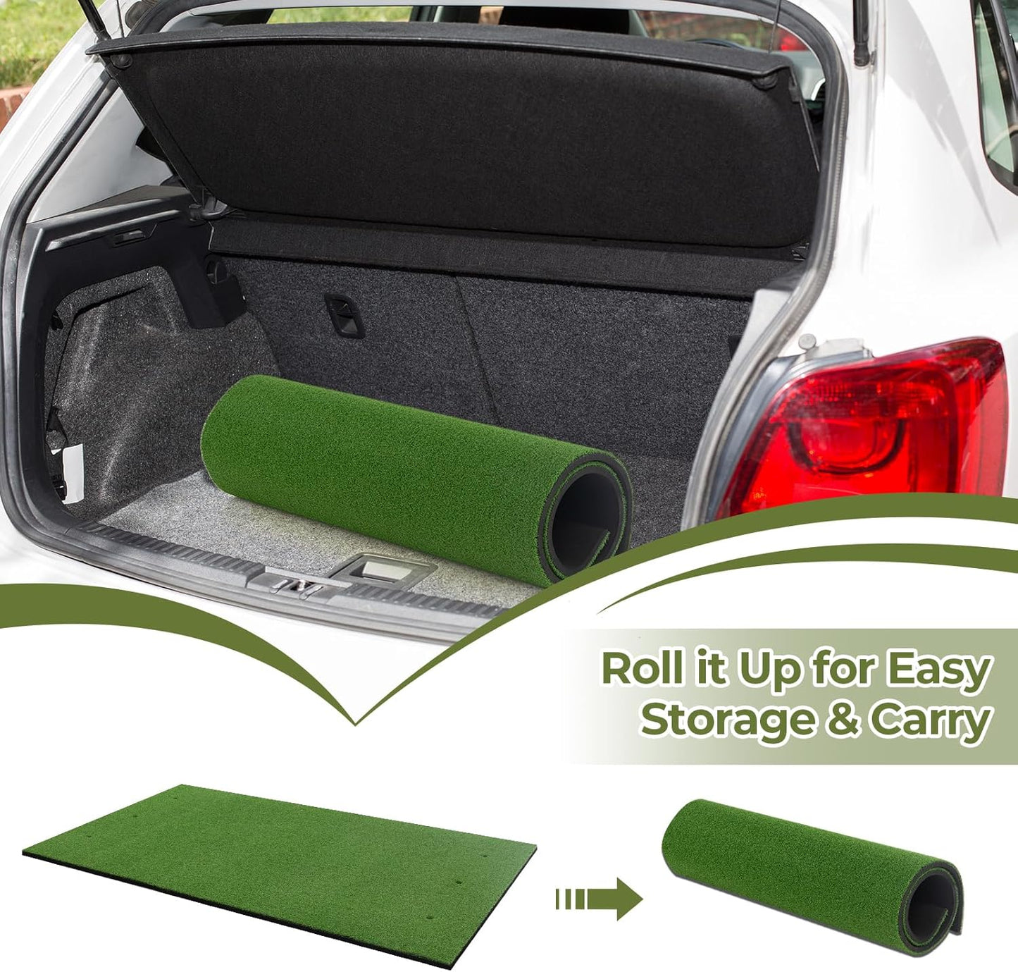 Goplus Golf Mat, 5x3ft/5x4ft Golf Hitting Mat 20/25/27/32mm Thick w/2 Alignment Sticks & 2 Golf Tees, Portable Artificial Turf Grass Training Mat Practice for Indoor Outdoor