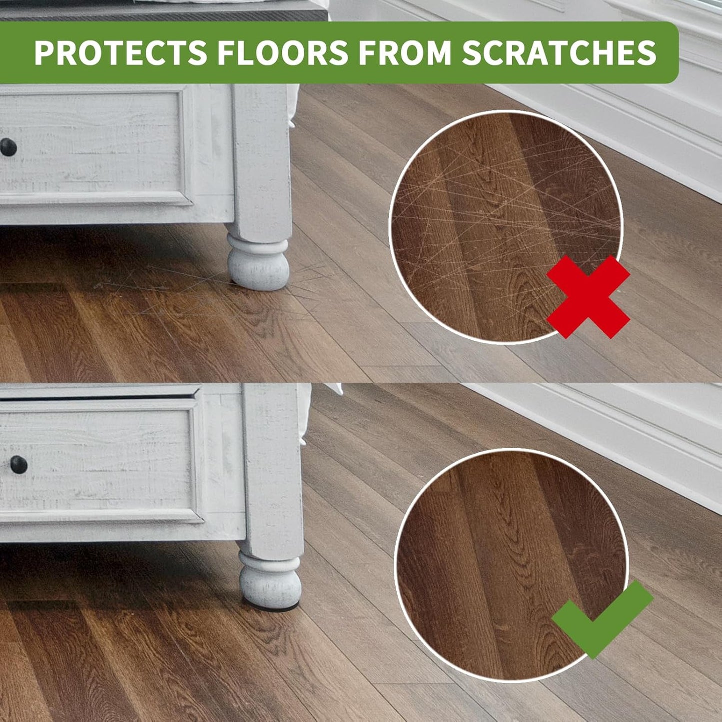 Non Slip Furniture Pads 8 PCS 4'' Round - Anti Slip Furniture Pads - Self Adhesive Rubber Feet Furniture Feet - Chair Leg Floor Protectors - Keep Furniture in Place