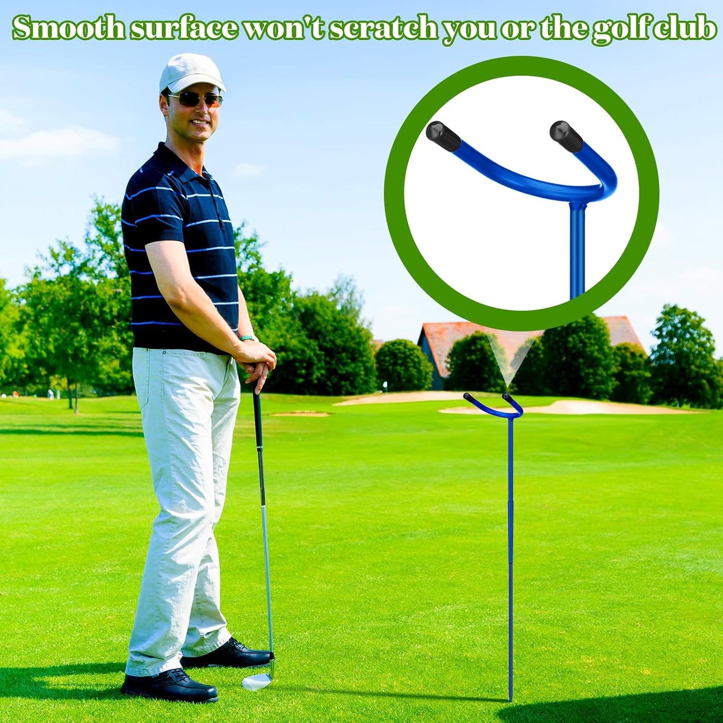 U Shaped Golf Club Holder Detachable Golf Club Stand Made of Stainless Steel Keeps Your Clubs Clean, Dry and Visible, Soft Rubber Covered Metal Golf Club Stand Easy to Carry