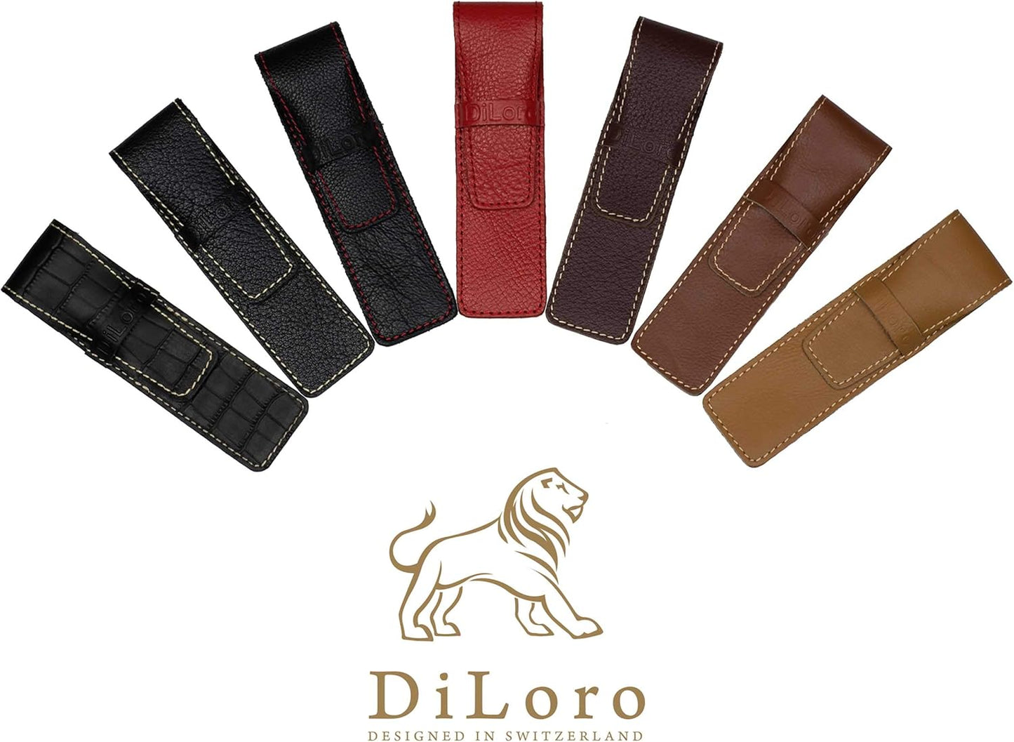 DiLoro Full Grain Genuine Leather Single Pen Case Sleeve Holder Pouch Pencil Protector (Buffalo Caramel)