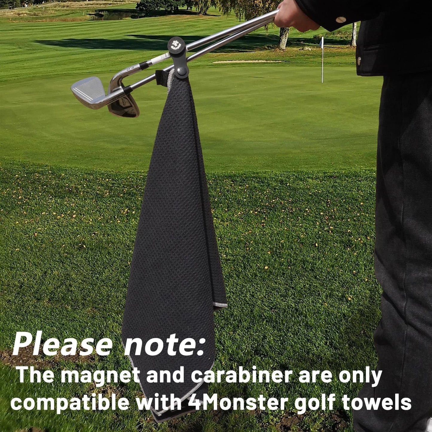 4Monster Golf Towels 3-Pack with Detachable Magnet and Portable Pouch, Quick-Dry Microfiber Golf Towel Set for Golf Bags,Custom Towel Gifts for Men or Women (3, Magnet Accessories)