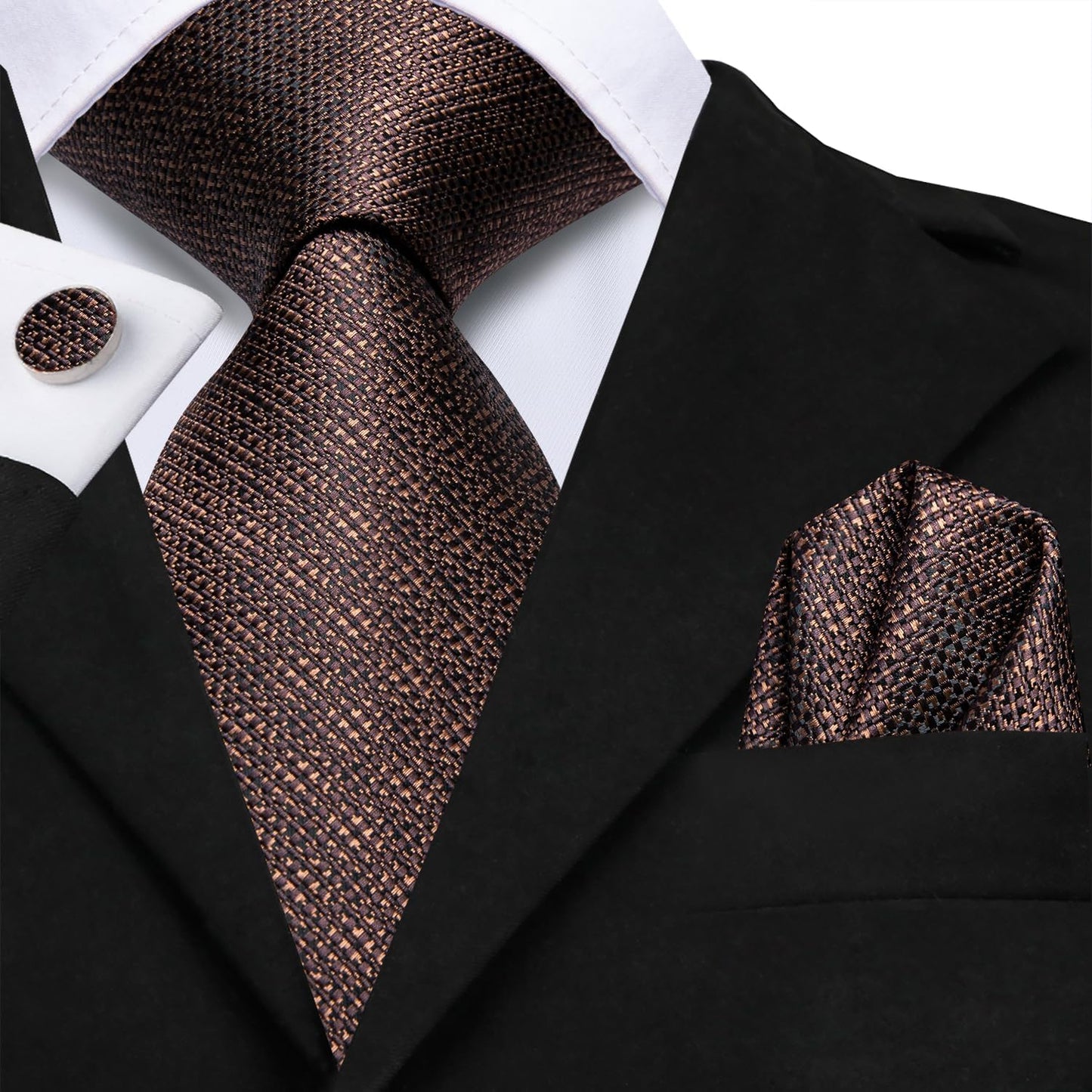 Dubulle Mens Paisley Striped Tie WOVEN Necktie for Men and Handkerchief Cufflinks Set Wedding Formal Business