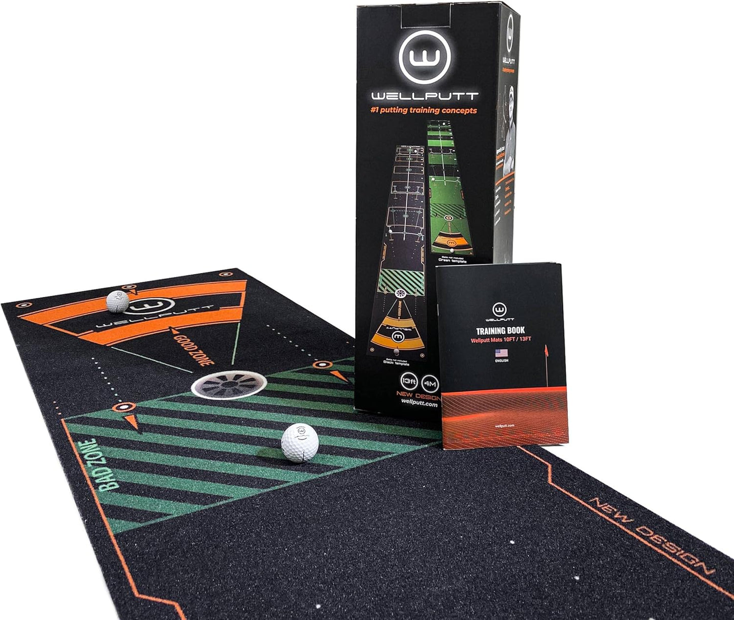 WELLPUTT - Golf Putting Training Mat - 13ft Black