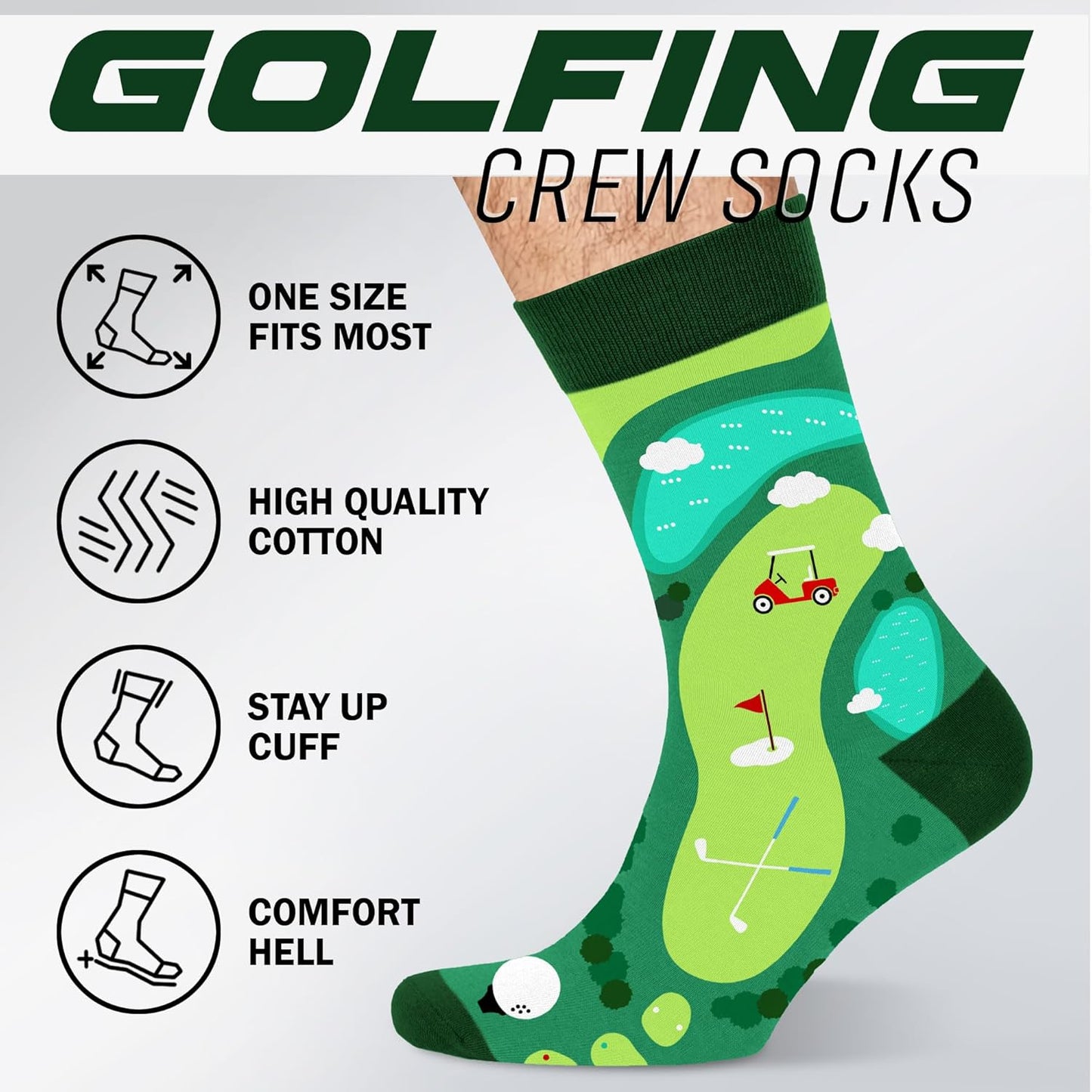 VICRAZY Golf Gifts for Men, Women - Golf Accessories, Golf Socks for Dad, Mom - Funny gift, Christmas Gifts, Stocking Stuffer