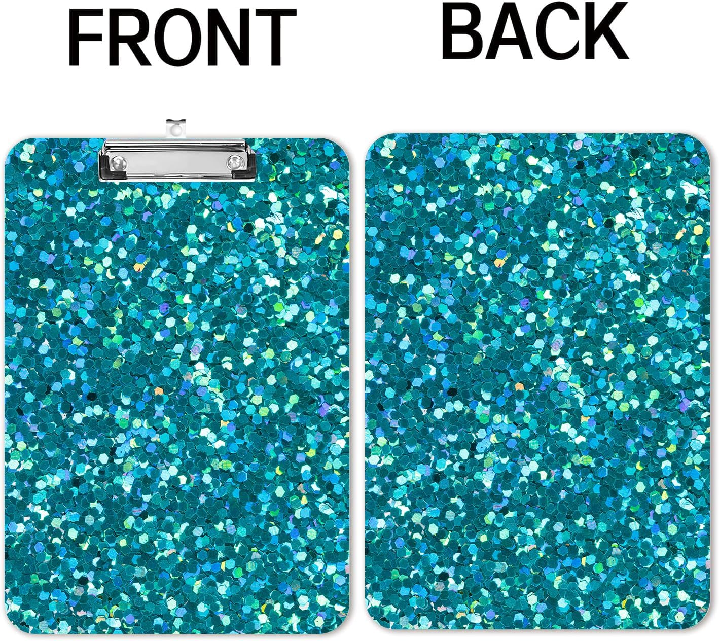 Fashion A4 Clipboard, Standard Letter Size 9" x 12.5", Decorative Wooden Clipboard with Low Profile Metal Clip for Office, School, Teachers, and Students, Cyan