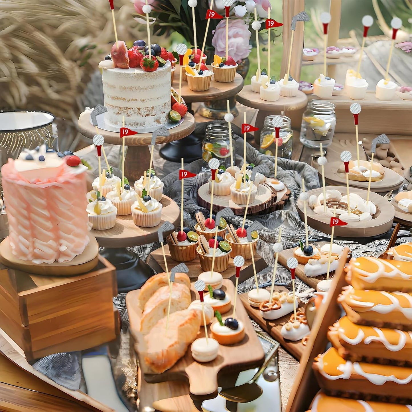 200Pcs Golf Cocktail Picks,4.7 Inch Golf Theme Toothpick Sandwich Fruit Cocktail Picks for Golf Catered Events Buffet Party Holiday Supplies,Style B