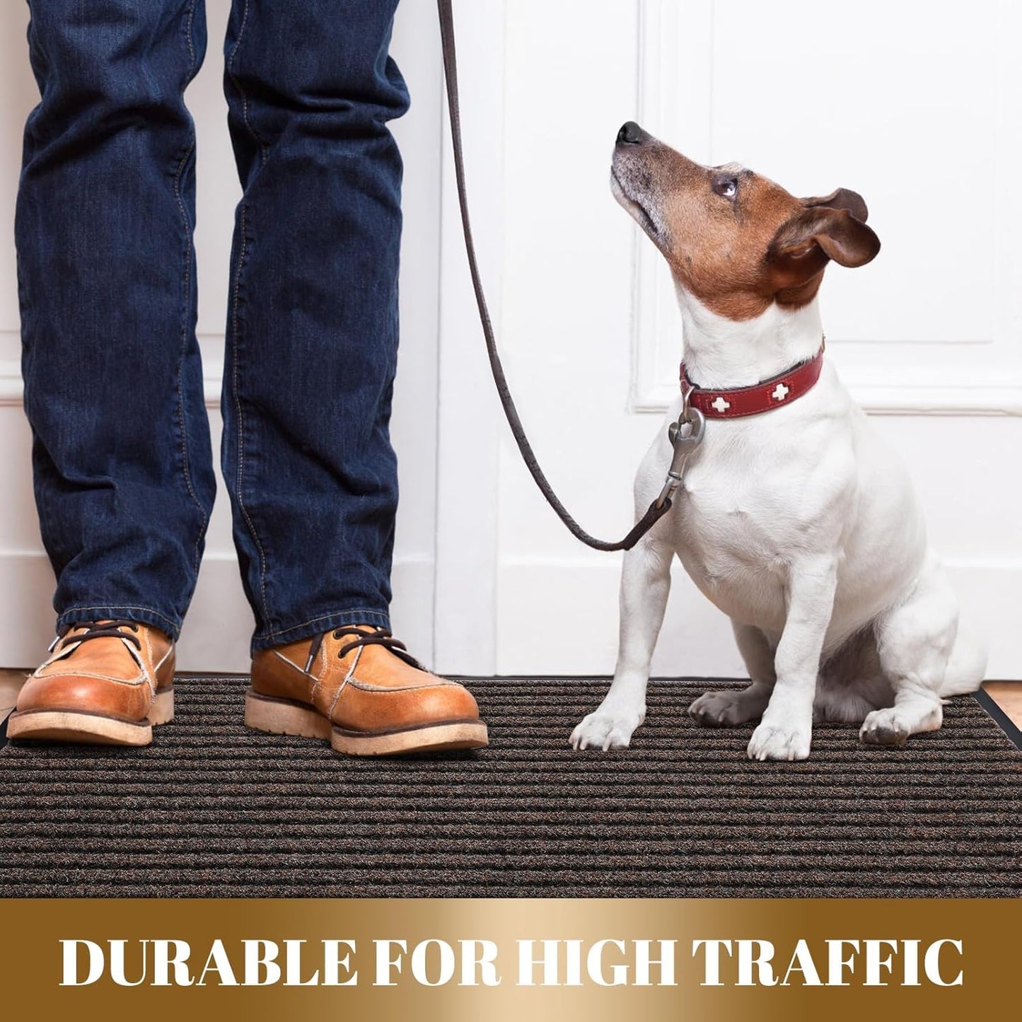 Yimobra Front Door Mat Outdoor Indoor Entrance, 100% Waterproof All-Season All Weather Doormat, Welcome Matt Outside Entry, Non Slip, Low Profile, Heavy Duty Patio Porch Floor Mat,29.5 x 17, Brown