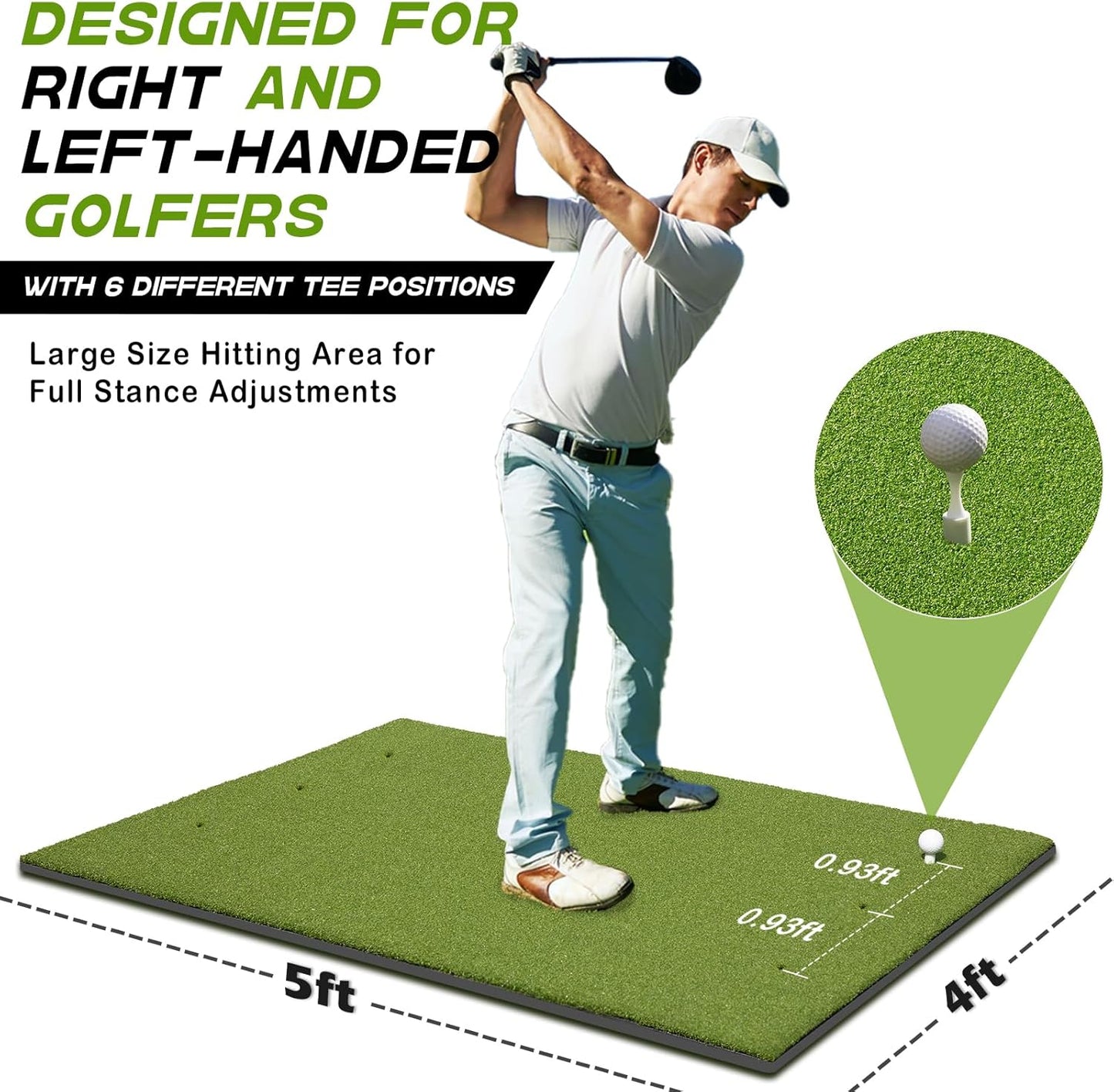 Bltend Golf Mat: 5x4ft & 5x5ft Heavy-Duty Golf Hitting Mats Practice Outdoor/Indoor, Elite Dense Artificial Turf Matt Training Aid for Backyard/Garage/Driving Range/Simulators