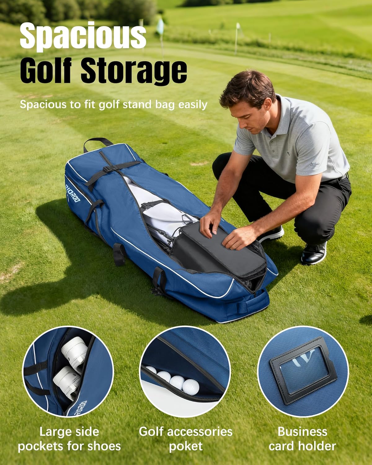 Golf Travel Bags for Airlines with Wheels, Soft-Sided 900D Oxford Cover, Padded Club Protection, Universal Fit Golf Gifts for Men and Women