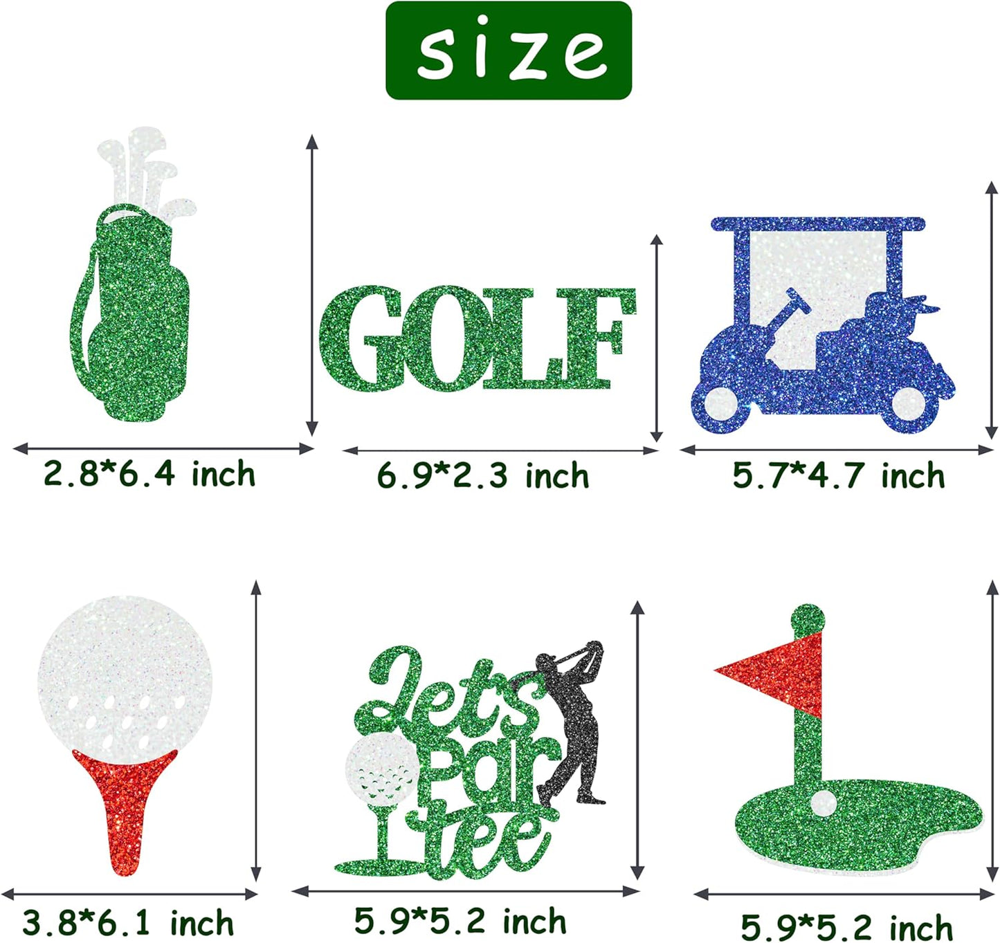 12Pcs Golf Party Centerpiece Sticks Glitter Golf Birthday Party Table Toppers Golf Centerpiece Decorations for Golf Sport Theme Baby Shower Supplies
