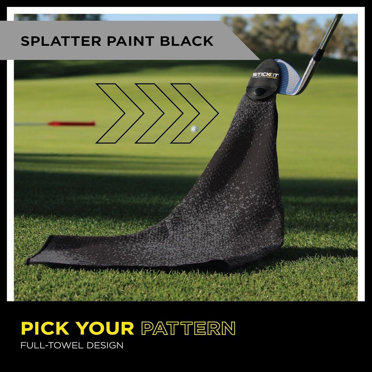 STICKIT Magnetic Golf Towel, Premium 29" Microfiber with Deep Waffle Pockets, Industrial Strength Magnet for Secure Hold to Golf Carts & Clubs, Ultra-Absorbent, Fast-Drying, Easy-Clean Design