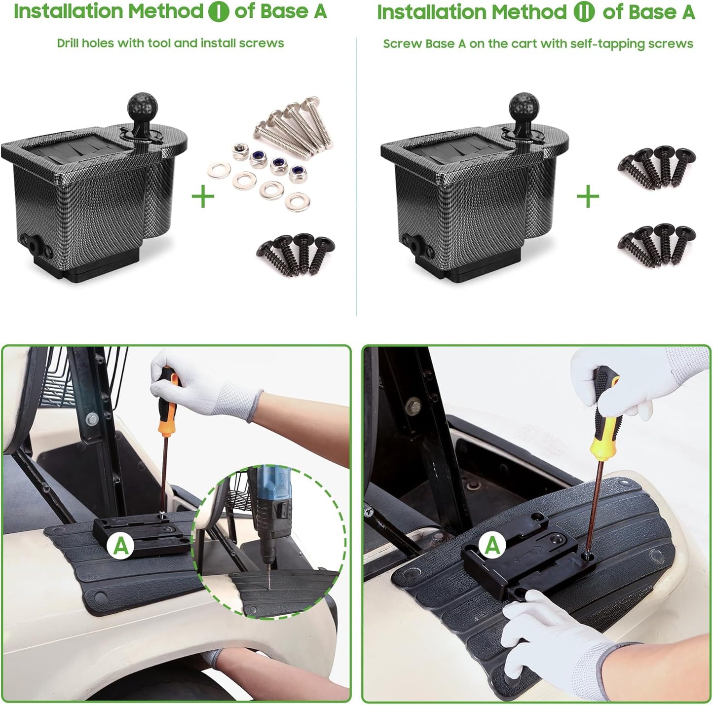 10L0L Golf Cart Ball and Golf Club Head Cleaner/Washer 2-in-1 with Universal Bracket-Removable-Fits EZGO TXT RXV & Club Car DS Precedent & Yamaha Models