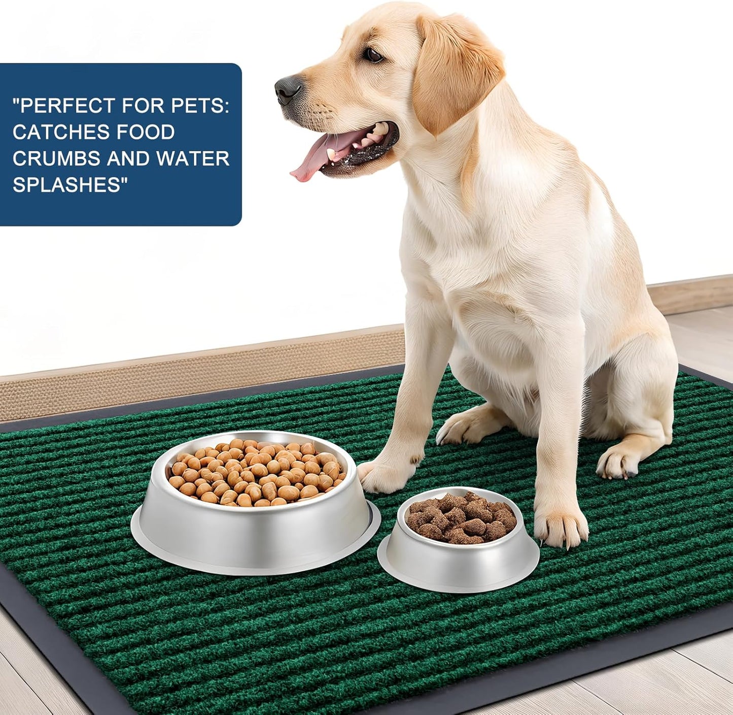 OLANLY Front Door Mat Indoor Outdoor Entrance, Waterproof Heavy Duty Doormat, Fade Resistant, Low Profile, Easy Clean Patio Porch Welcome Floor Mats for Entry, 35x23, Green