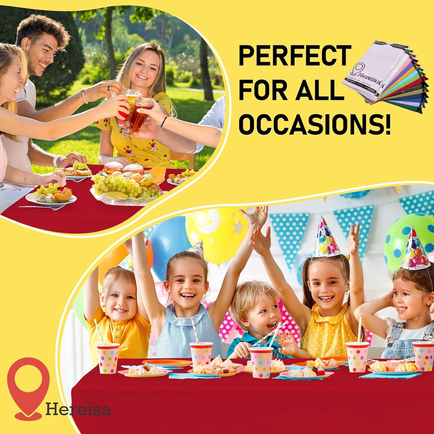 Plastic Red Tablecloths 3 Pack Disposable Table Covers 54 x 108 Inch Ruby Shine Red Table Cloths for Parties Anniversary Thanksgiving Christmas Graduation Wedding