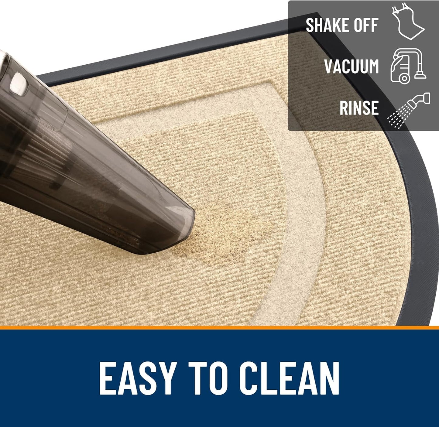 OLANLY Half Circle Door Mat Indoor Outdoor Entrance Welcome, Waterproof All-Season, All-Weather Doormat, Sturdy Natural Rubber, Low Profile, Easy Clean Patio Porch Entryway Mat, 36x24, Beige