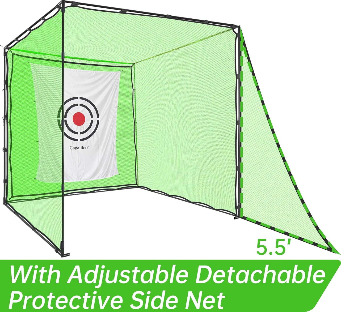 Gagalileo Golf Cage Net with Steel Frame and Target: 7X7X7FT Heavy Duty Practice Net for Backyard Driving & Indoor Driving Range Outdoor Training
