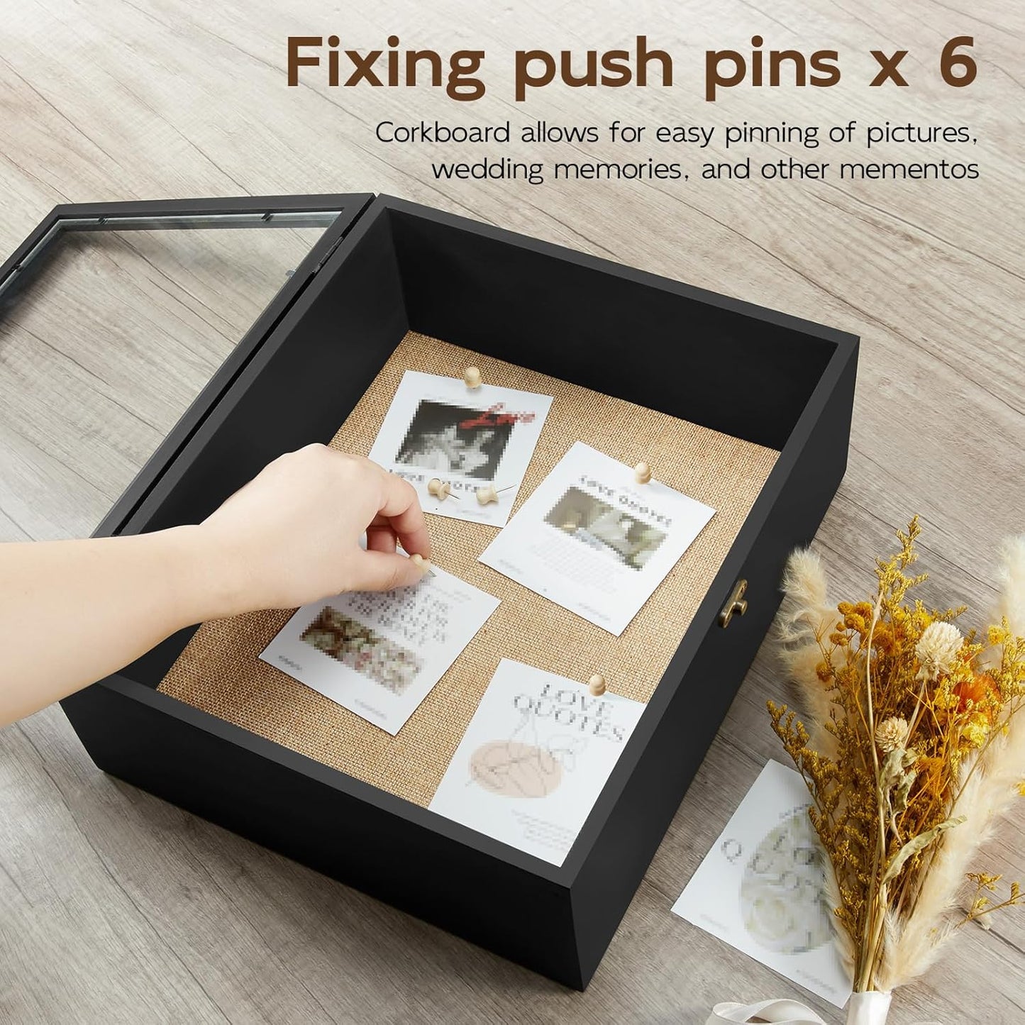 Deep Shadow Box,11x13-inch Shadow Boxes Display Cases, Large Shadow Box Frame, 4-inche Interior Deep Display Cases, Black Wooden Memory Boxes for Bridal Bouquets, Keepsakes