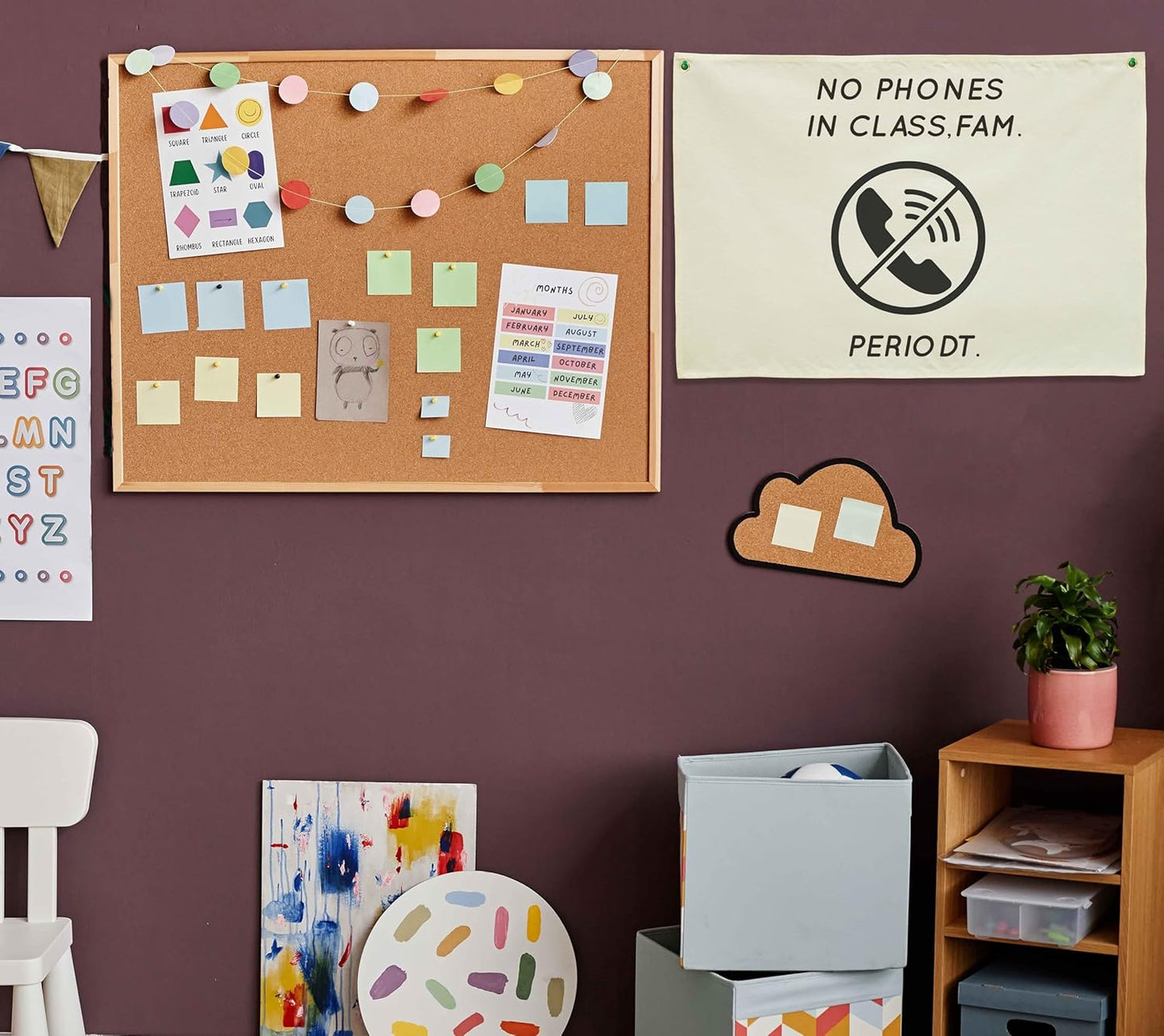 Classroom Wall Decor Poster-Funny Classroom Rules Banner-Teenager Slang-Middle High School Class Decortion-Rectangle Banner Flag Wall Decor-Christmas Gift-No Phones in Class-28.5"L×20"W