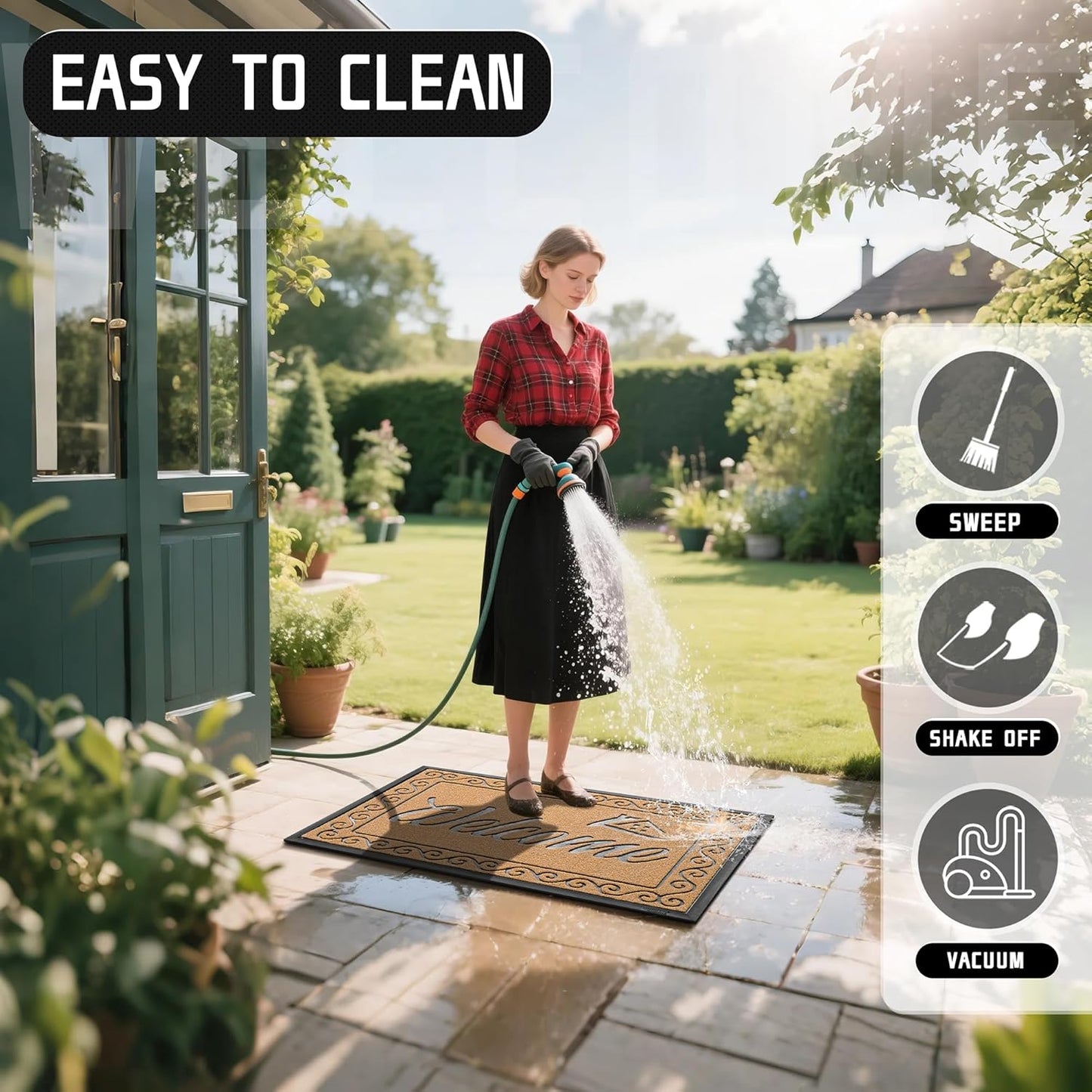 Yimobra Welcome Mat, Heavy Duty Sturdy Door Mats for Home Entrance Outdoor Indoor, Front Doormat for Outside Patio Floor Entry Porch Garage Office, Waterproof, Low Profile, 47 x 24, Yellow