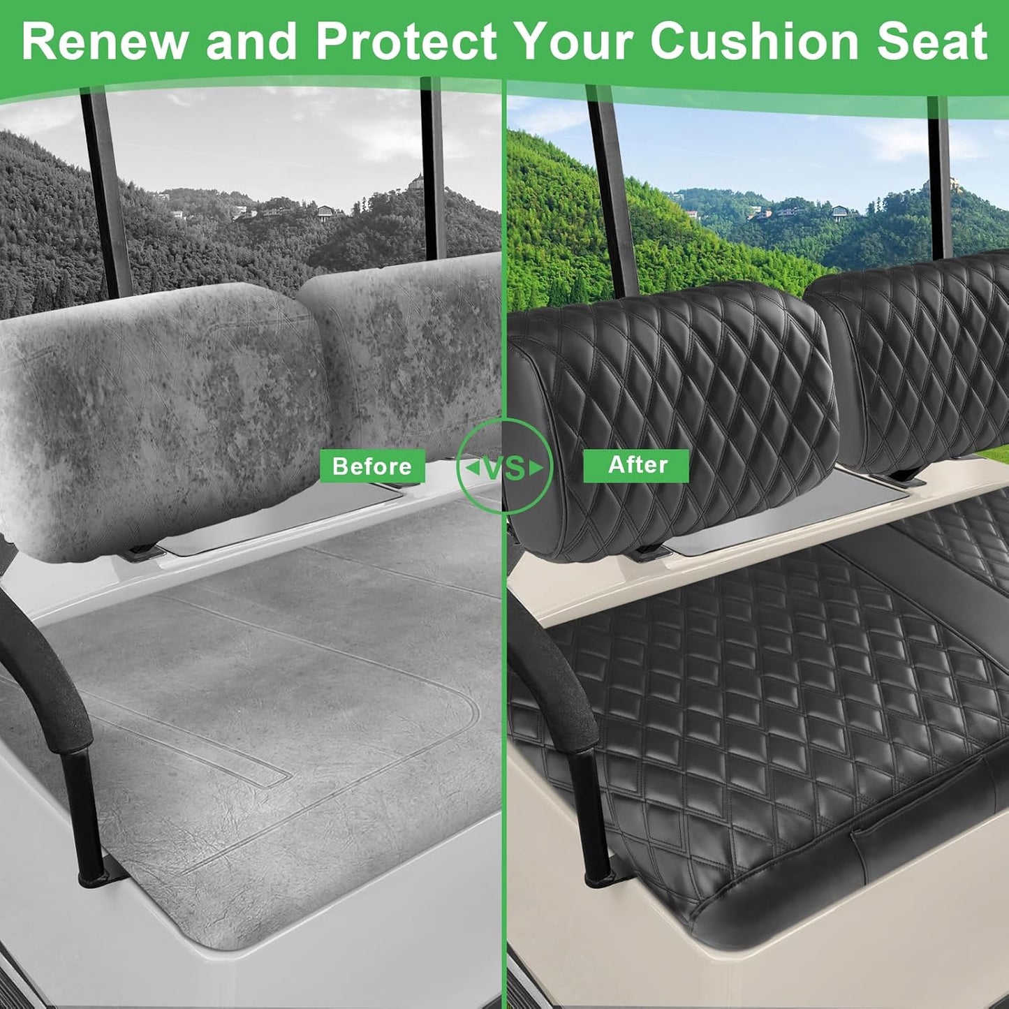 Yamaha G2 G8 G9 G11 G14 G16 G19 G20 G21 G22 Seat Cover, Golf Cart Front Seat Cover OEM Ordinary Seat Cushion, Thick Vinyl Leather Comfortable/Breathable, No Need Detaching Armrests