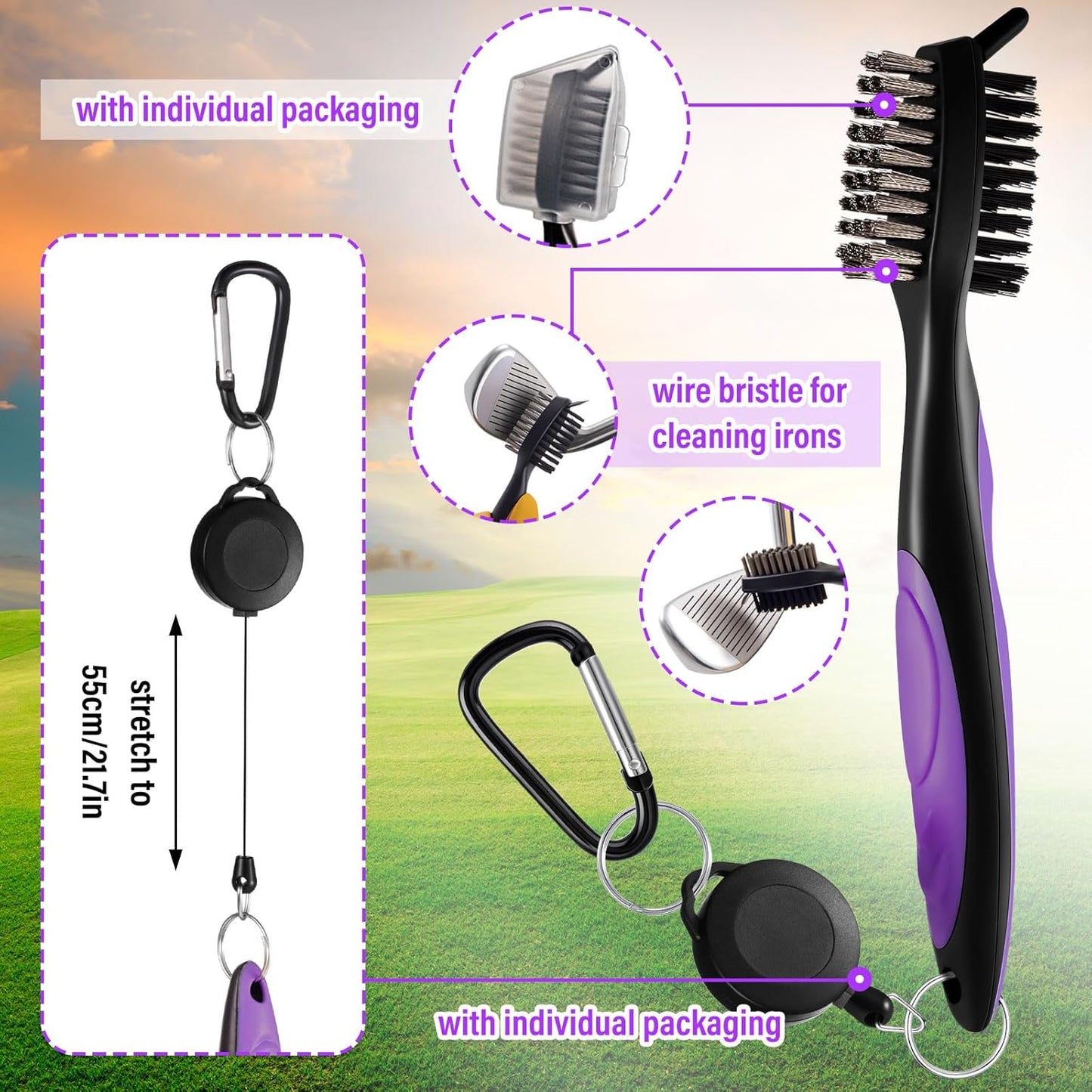 Liliful 12 Pcs Golf Accessories Kit, Include Golf Ball Bag with Hook Towel Tees Magnetic Ball Marker Divot Tool Cleaner Brush for Women Man Gifts