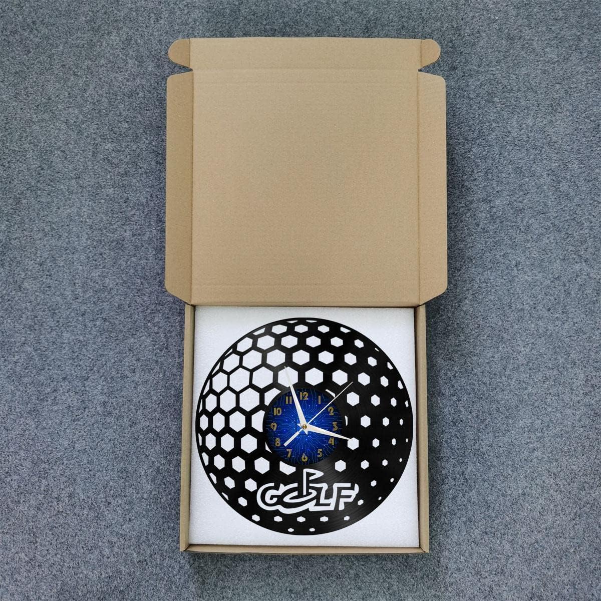 Generic Golf Club 2 12 Inch Vinyl Record Wall Clock - Silent, Creative, and Unique Clock for Living Room, Entryway, or Bedroom Decor Idea(12 inchs B Without LED), Blue