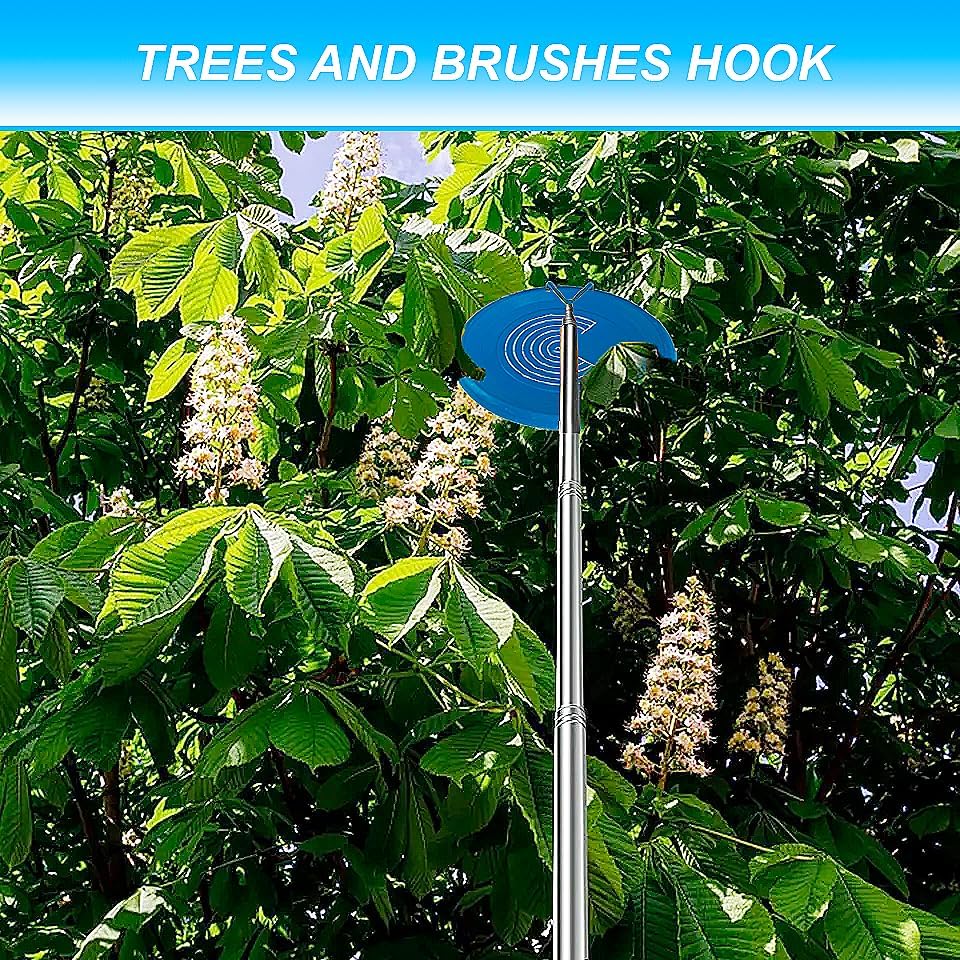 4 in 1 Extendable 16FT Telescopic Pole - Disc Golf Retriever with Strong Stainless Steel Frame with 4 Hooks & Carry Bag - Disc Golf Retriever Pole Retrieving Discs from Water Tree & Bushes