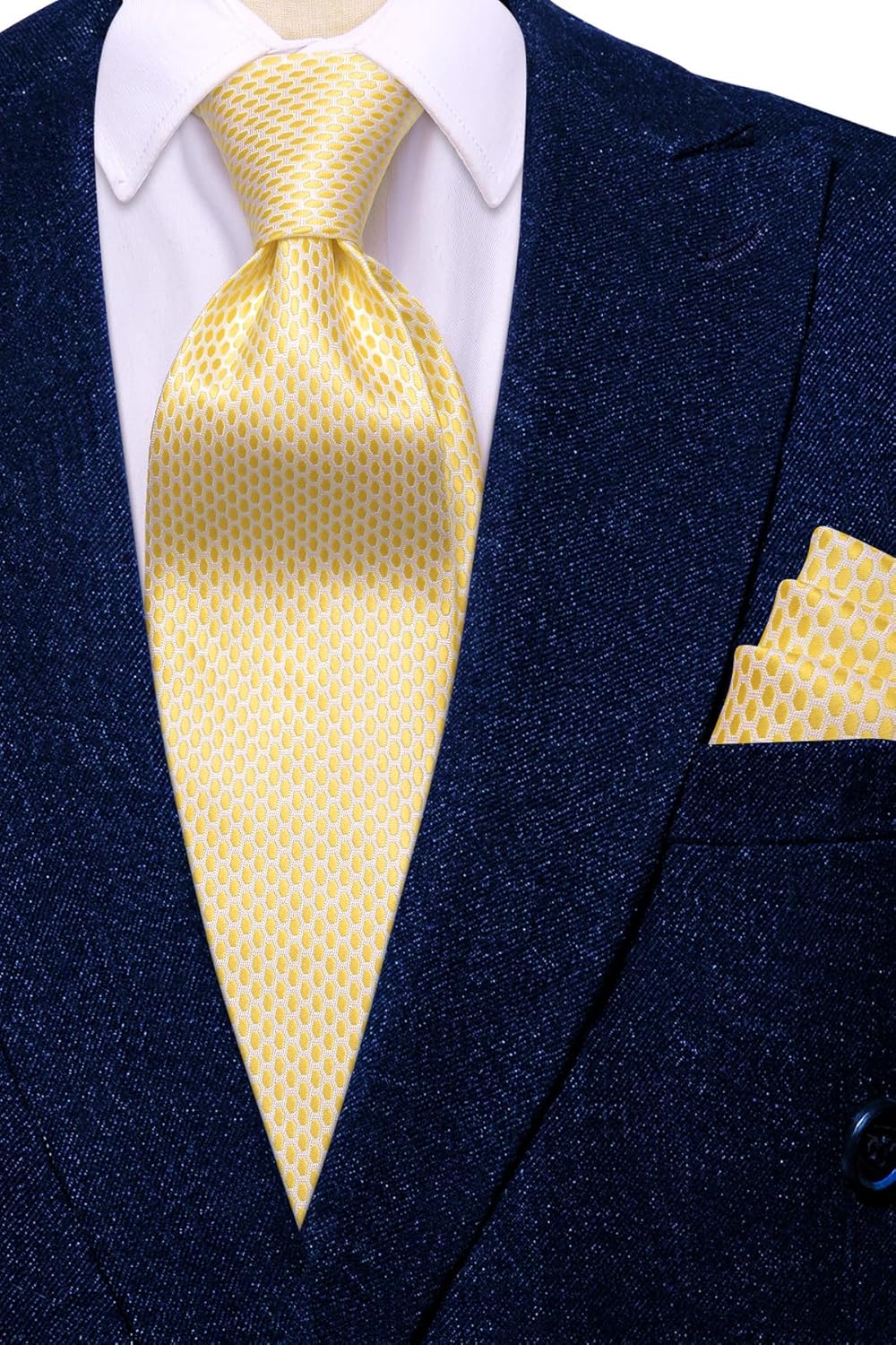 Hi-Tie Men 63inches Tie Set Extra Long Necktie Paisley Tie Pocket Suqare Cufflinks Big and Tall Men Tie