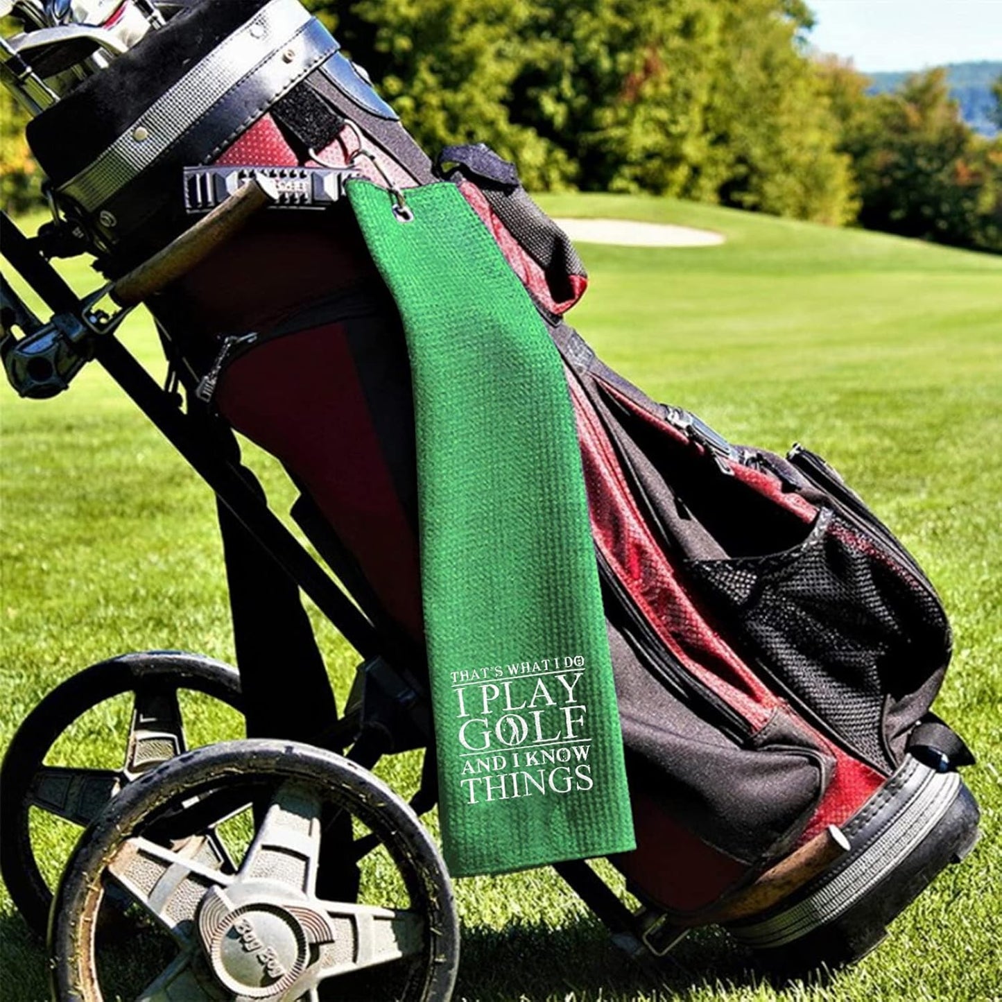 DYJYBMY 'That's What I Do' Golf Towel - Embroidered Green Towel for Golf Bags with Clip, Gift for Men, Birthday Gift for Golf Fans, Retired Coworker
