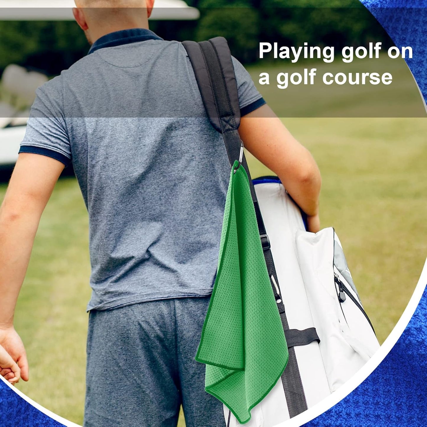 Batiyeer 12 Pcs Golf Towel Bulk for Golf Bags 16'' x 16'' Microfiber Fabric Towel with Clip Waffle Pattern, Fitness, Camping, Hiking, Yoga