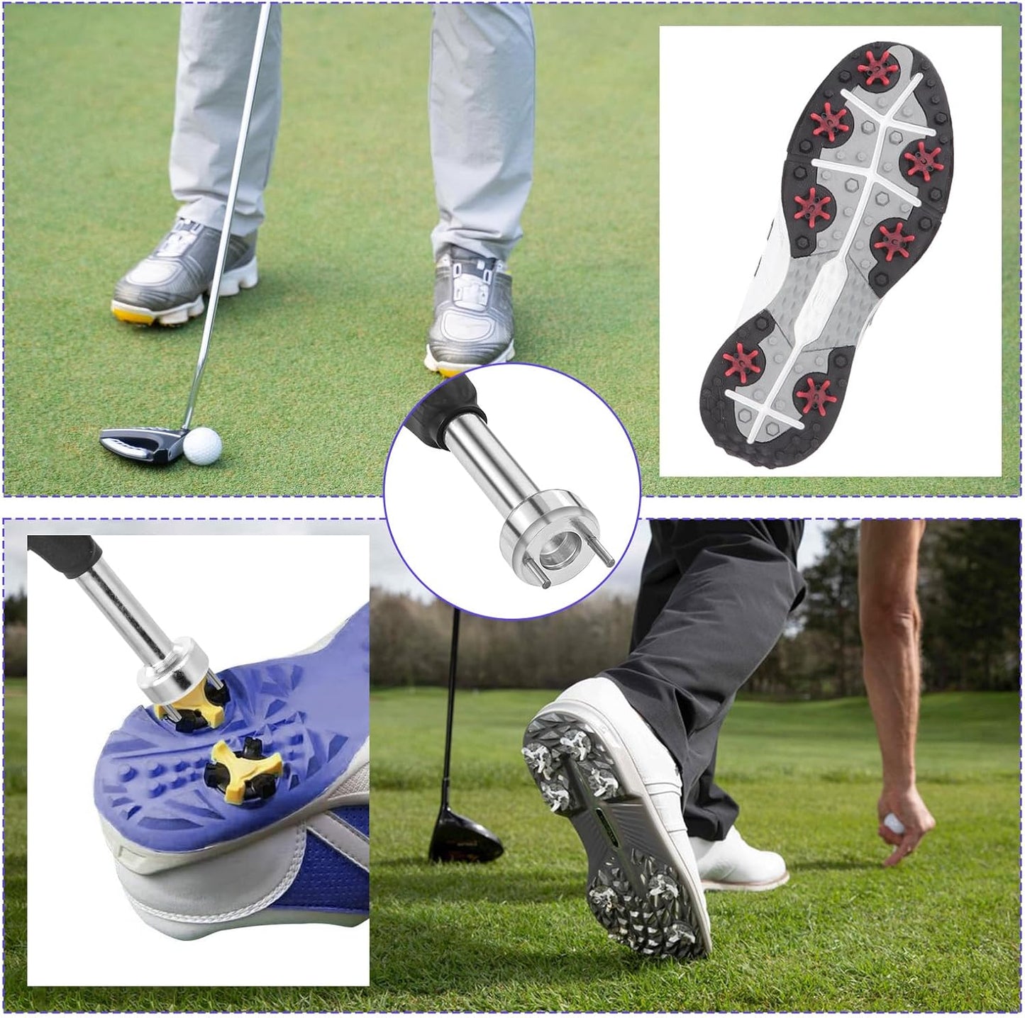 Golf Shoe Spikes Wrench, Stainless Steel Golf Shoes Spike Removal Tool Spike Shoes Adjustment Cleat Key Universal Spike Shoes Replacement Tool