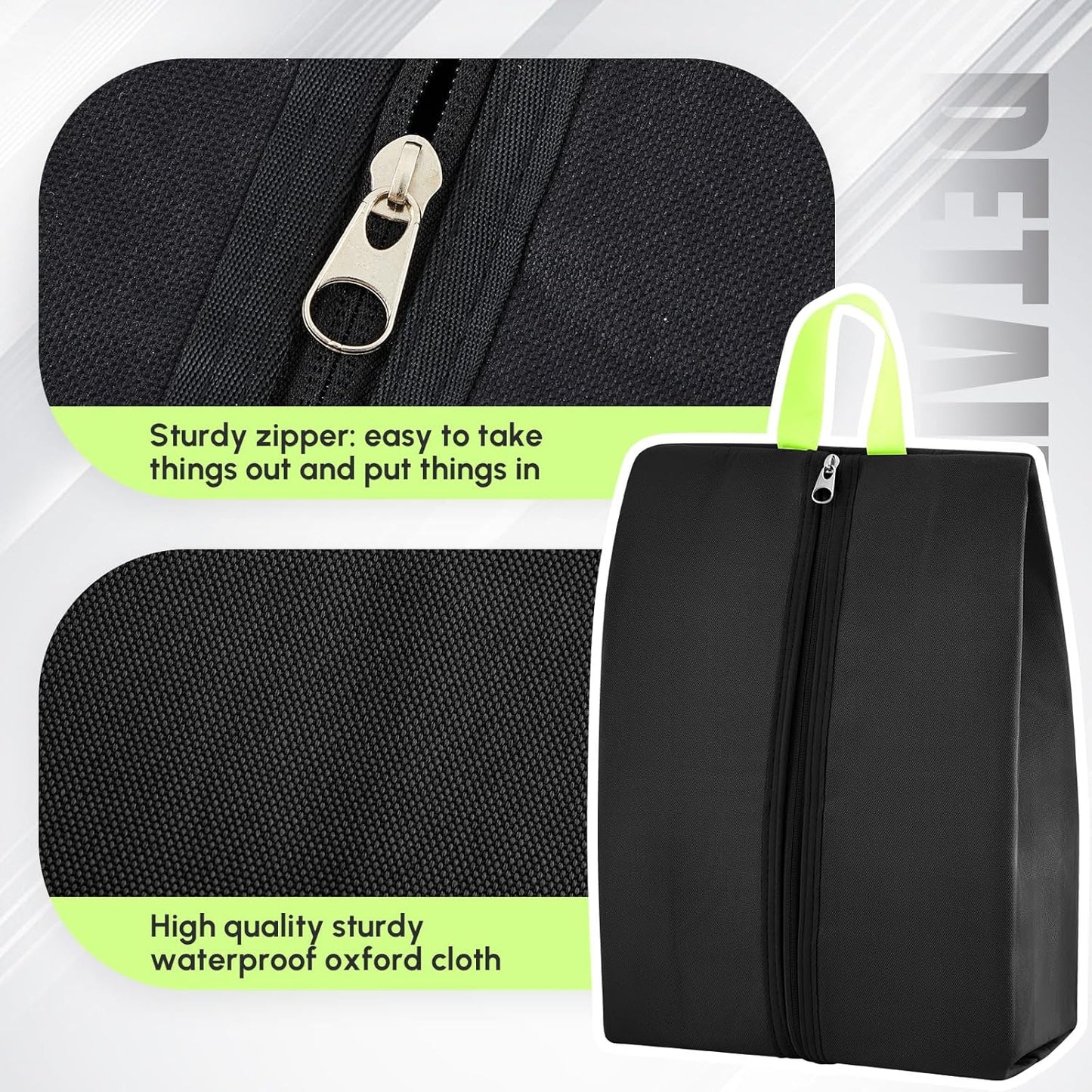 Smell Proof Shoe Bag for Travel Water-resistant Odor Cleat Bag Absorbing Lightweight Golf Soccer Shoe Storage Organizer Pouch with Zipper for Gym Sports Travel Work(Black)