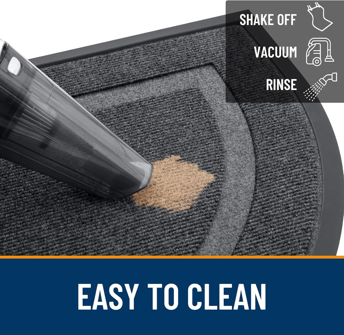 OLANLY Half Circle Door Mat Indoor Outdoor Entrance Welcome, Waterproof All-Season, All-Weather Doormat, Sturdy Natural Rubber, Low Profile, Easy Clean Patio Porch Entryway Mat, 47x23, Grey