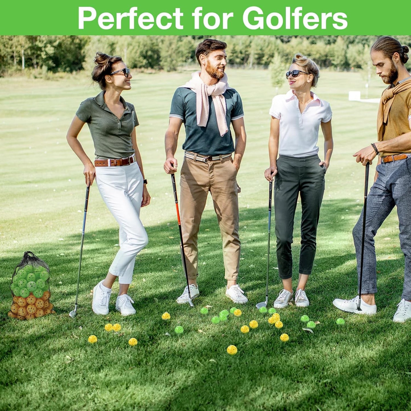 80 Pack Practice Golf Balls Limited Flight 42 mm Golf Training Airflow Hollow Plastic Ball for Women Men Indoor Outdoor Driving Range Swing Practice Home