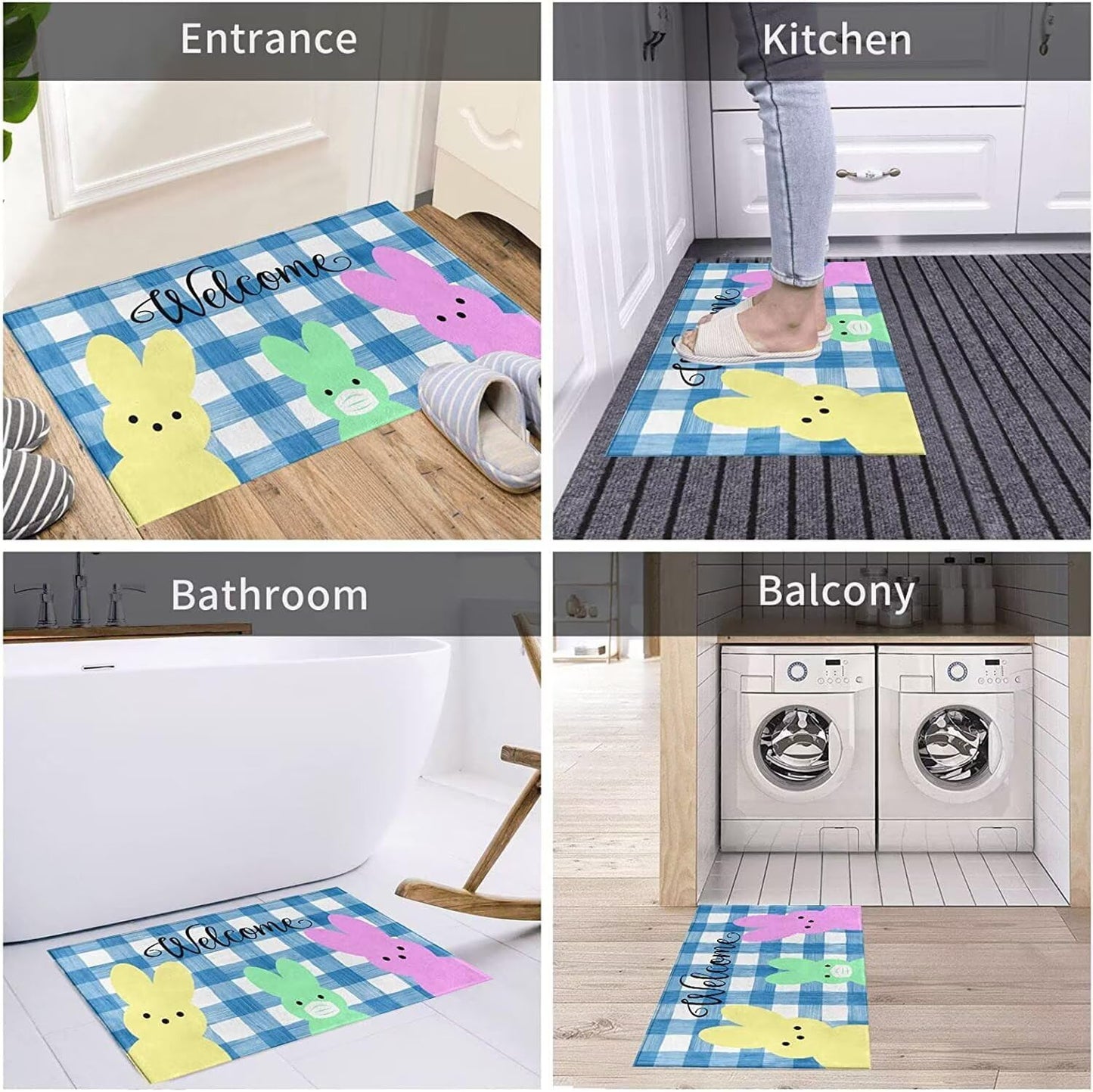 Hi I'm Mat Non Slip Rugs Soft Bath Rugs for Indoor Entrance Floor Door Mat Dries Quickly Kitchen Mat Natural Durable Easy to Maintain Bath Mat 18x30 inch