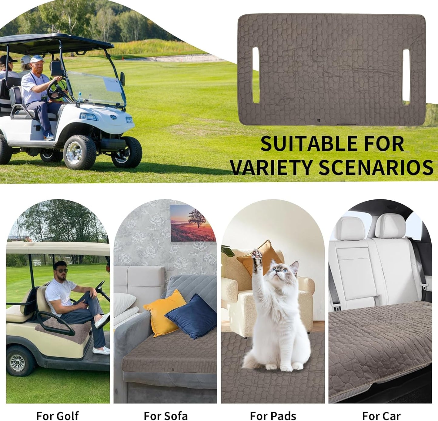 TUYU Heated Golf Cart Seat Cover,Non-Slip Winter Golf Cart Seat Warmer Towel Blanket for 2-Person Seats Club Car, Golf Cart Accessories Gift for Men.52 * 32 inch. Keeps Warm and Clean