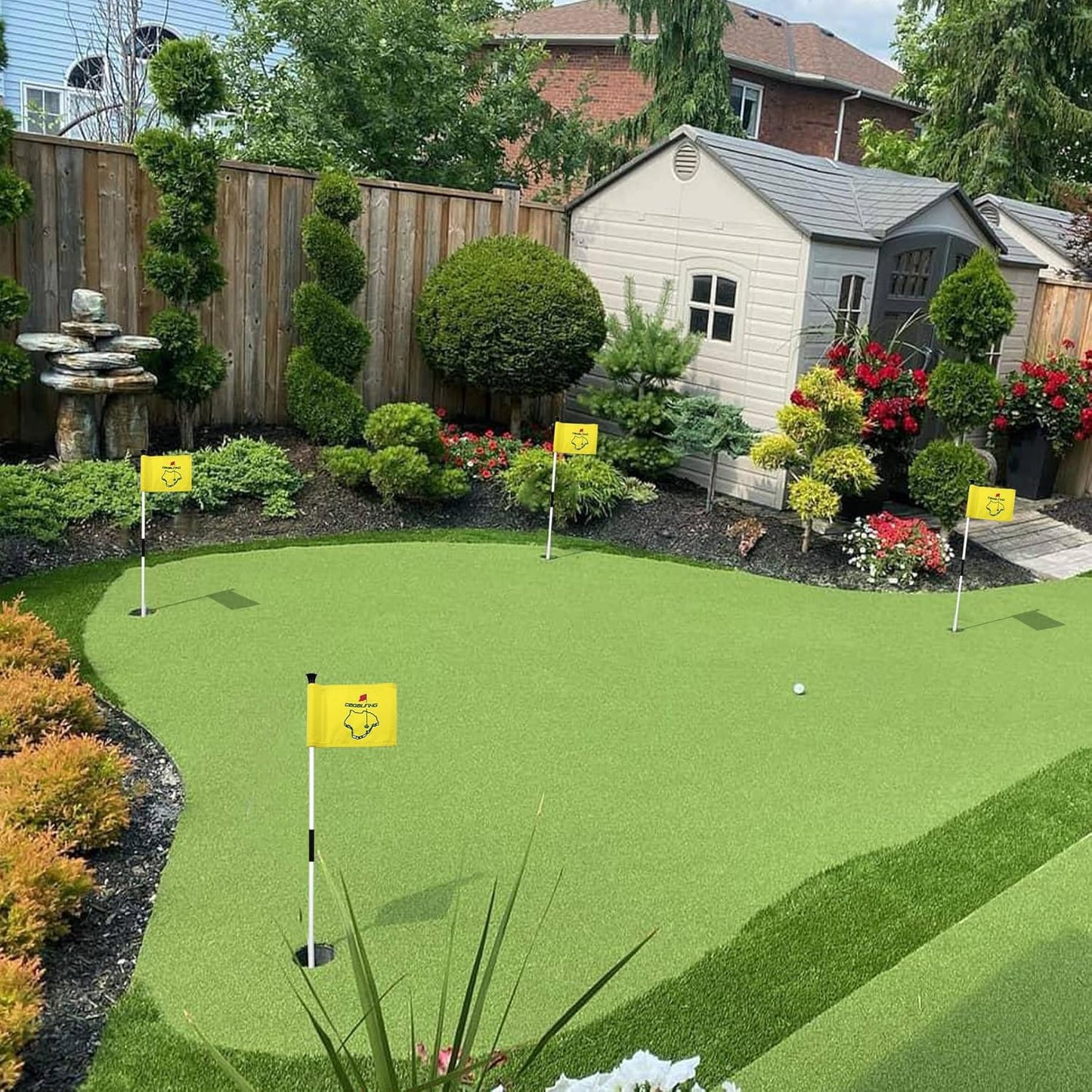 Golf Flagpole - Detachable Design - Ball Retrieval Base - Perfect for Backyard Practice Putting Green, Country Club, Driving Range - 3FT | 6FT in Height Optional