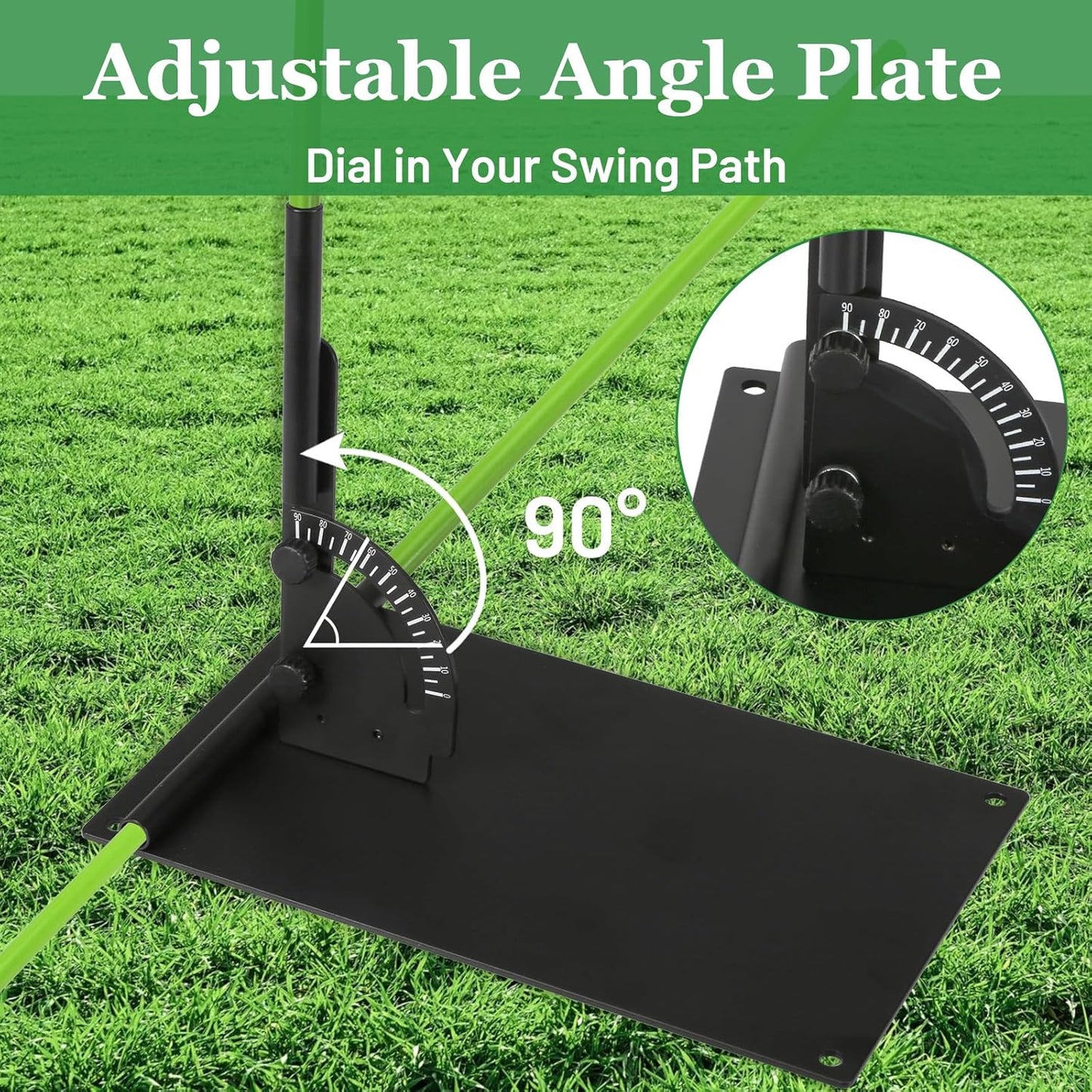 Feroca Golf Alignment Stick Holder with Adjustable Angle Plate, No Stab Ground Portable Golf Training Aid, Swing Plane Trainer to Fix Slices & Straighten Putts