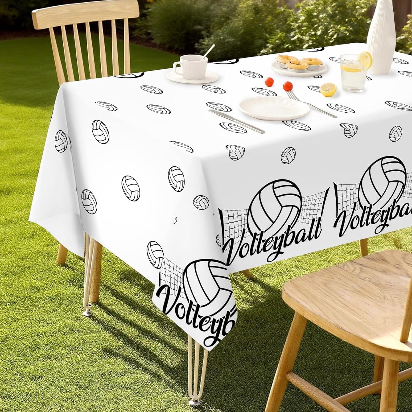 Grencian 3Pcs Volleyball Birthday Party Tablecloth Volleyball Plastic Table Covers Sports Theme Disposable Table Cloth for Girls Birthday Party Decorations